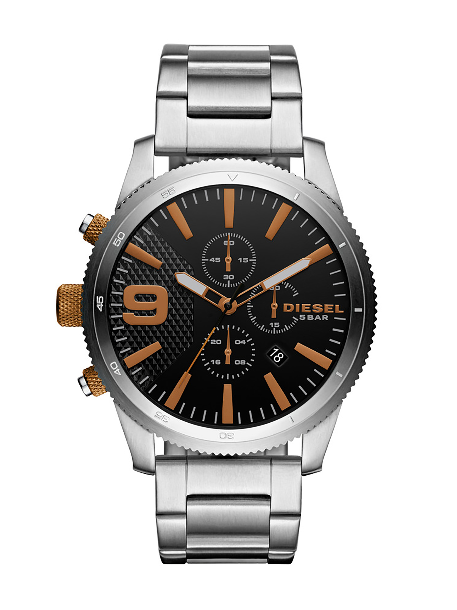 Diesel - DZ4457, Man's Round watch with rotating topring, 46 mm in Silver - 1