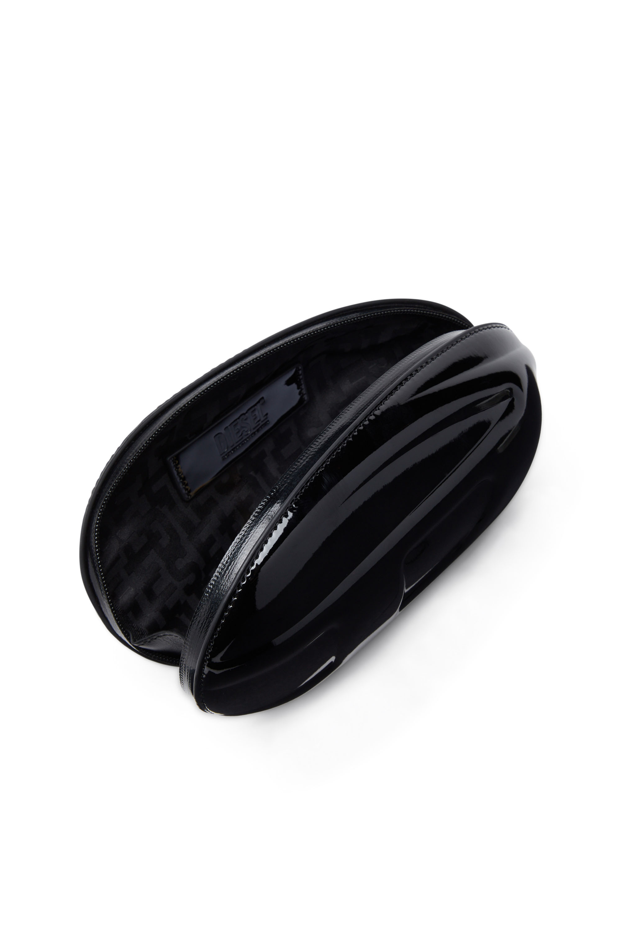 Diesel - 1-DR FOLD CLUTCH, Woman's 1-DR Fold-Structured oval clutch in glossy PU in Black - 4