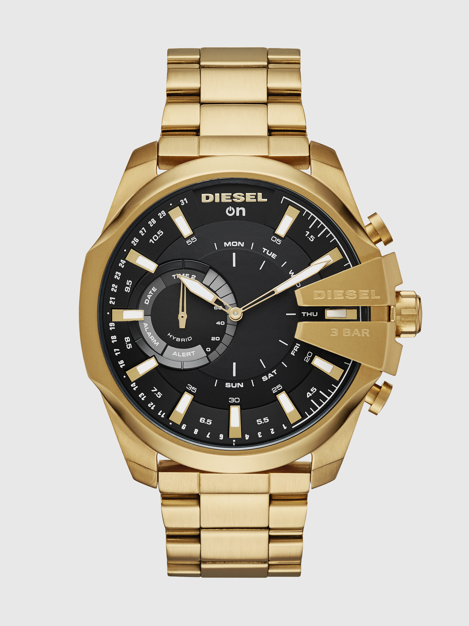 Diesel - DT1013, Man's Mega Chief Hybrid gold-tone hybrid smartwatch, 48 mm in Gold - 2
