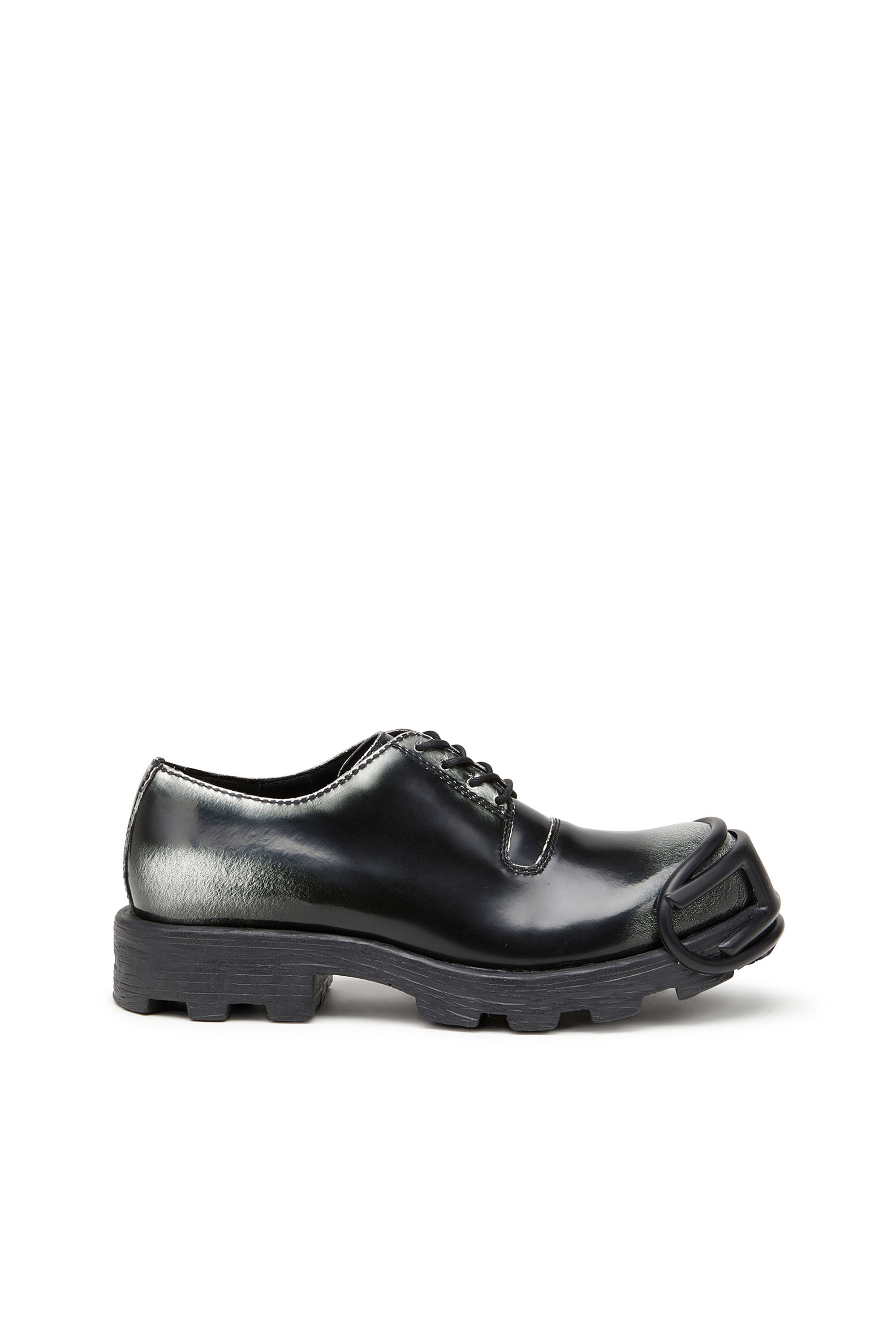 Diesel - D-HAMMER SO D, Man's Derby shoes in shiny two-tone leather in Black/White - 1