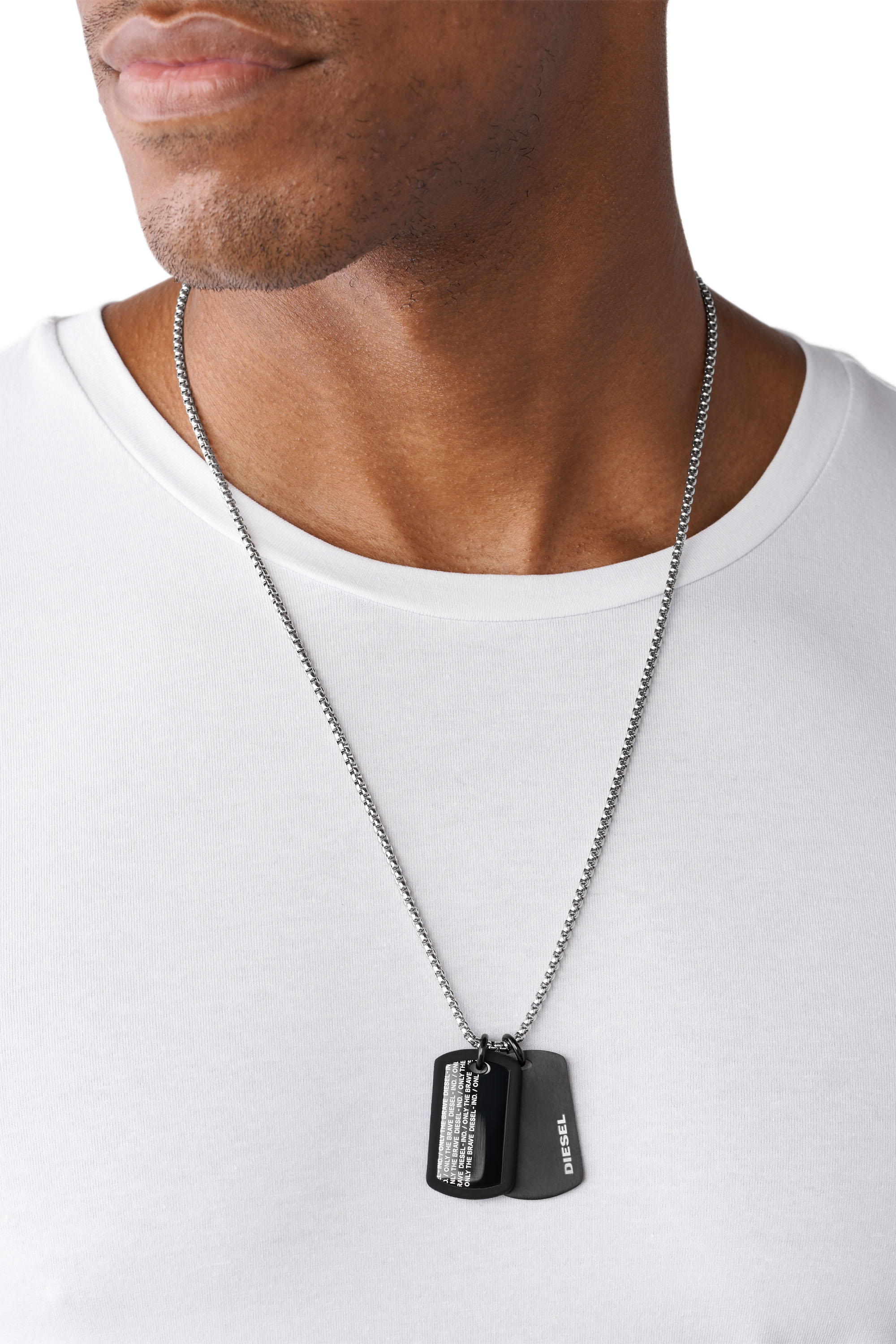Diesel - DX1287, Man's Stainless steel double dogtag necklace in Black - 3