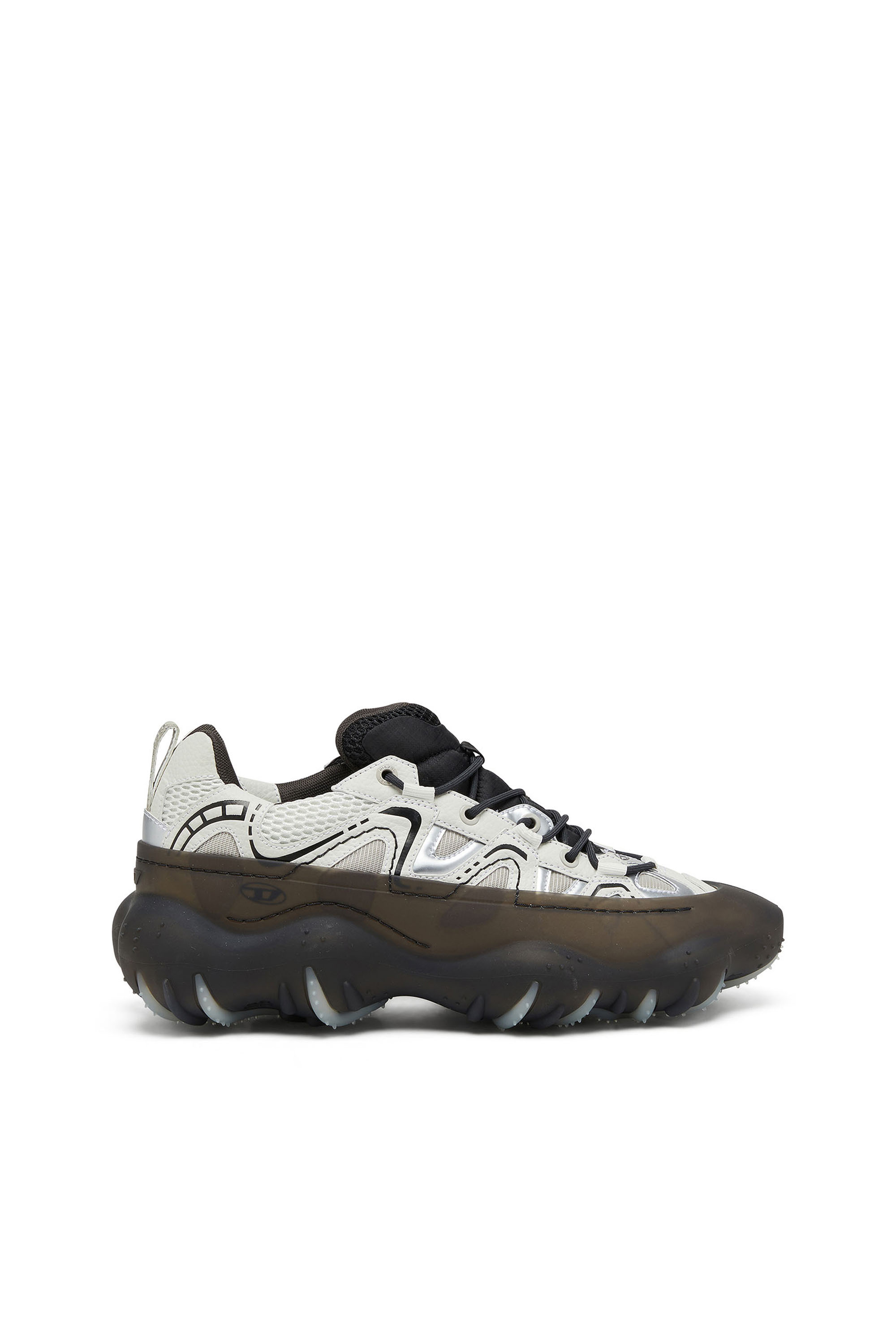 Diesel - S-PROTOTYPE P1, Man's S-Prototype P1-Sneakers with transparent rubber overlay in Black/White - 1