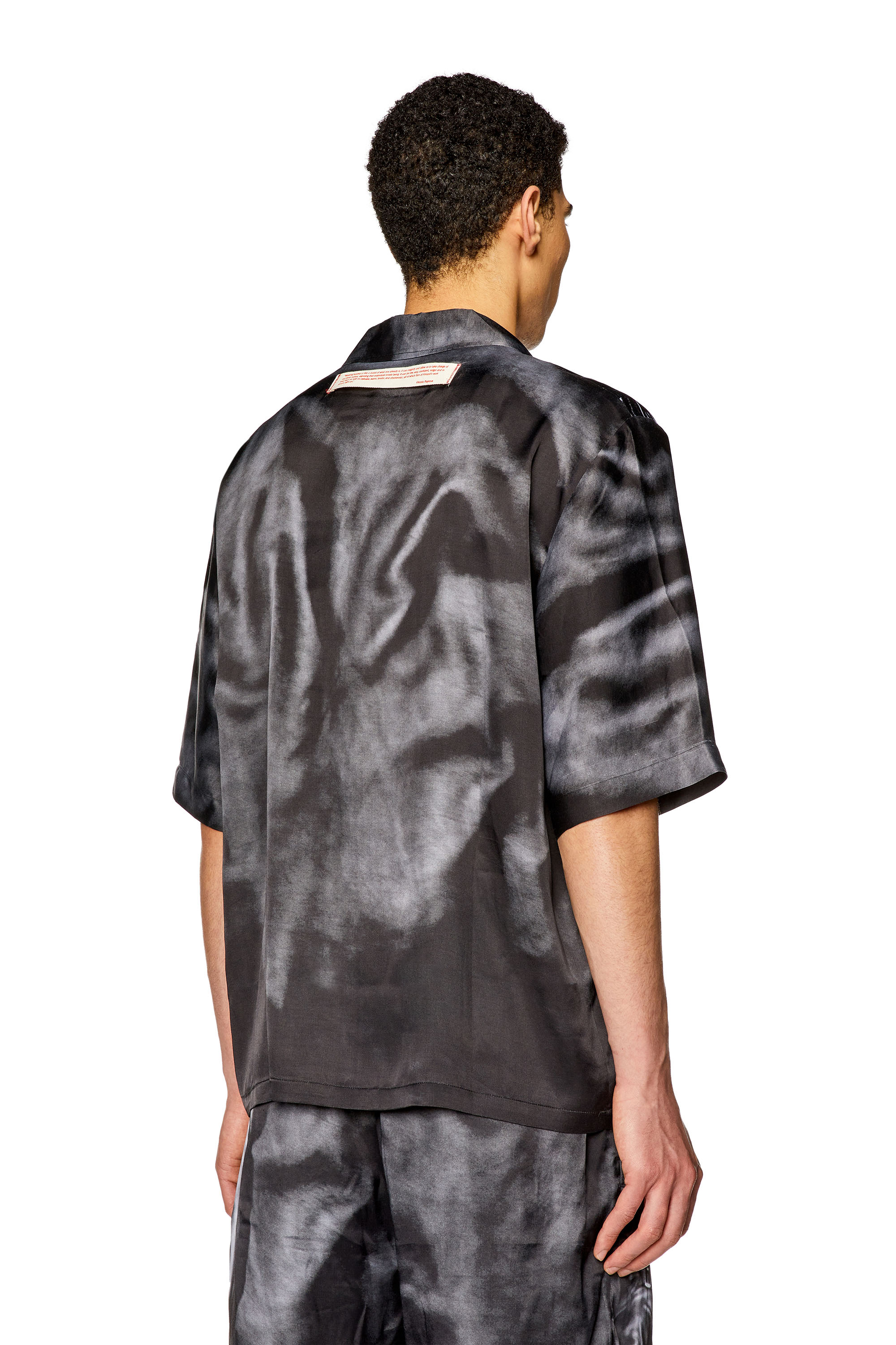 Diesel - PR-S-MEC-23, Unisex's Bowling shirt with black print in Black - 4