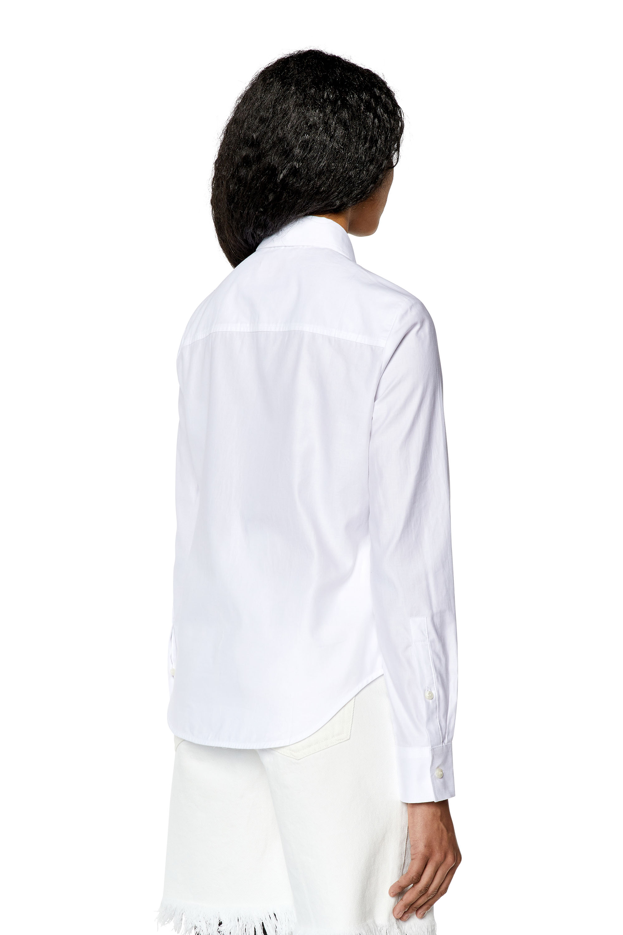 Diesel - C-GIS, Woman's Poplin shirt with tonal D embroidery in White - 4