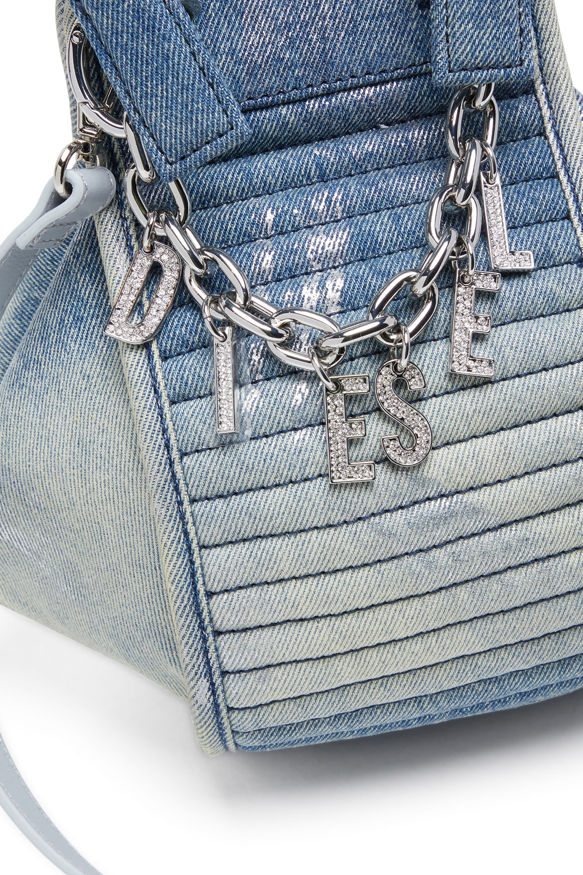 Diesel - D-VINA-XS, Woman's D-Vina-Xs-Handbag in reflective solarised denim in Blue - 4