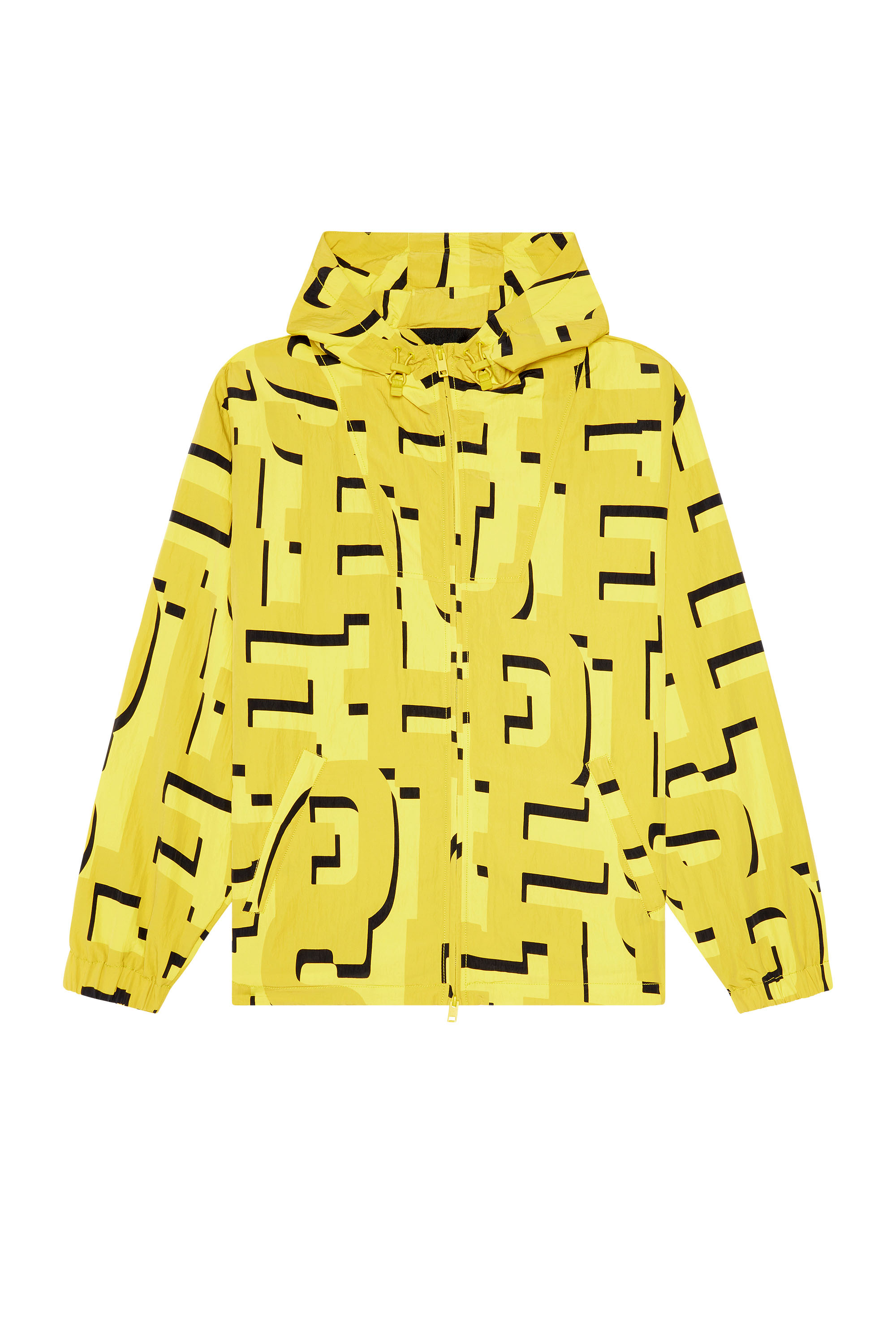 Diesel - J-JASS-MON-PRINT, Man's Nylon windbreaker with monogram print in Yellow - 3