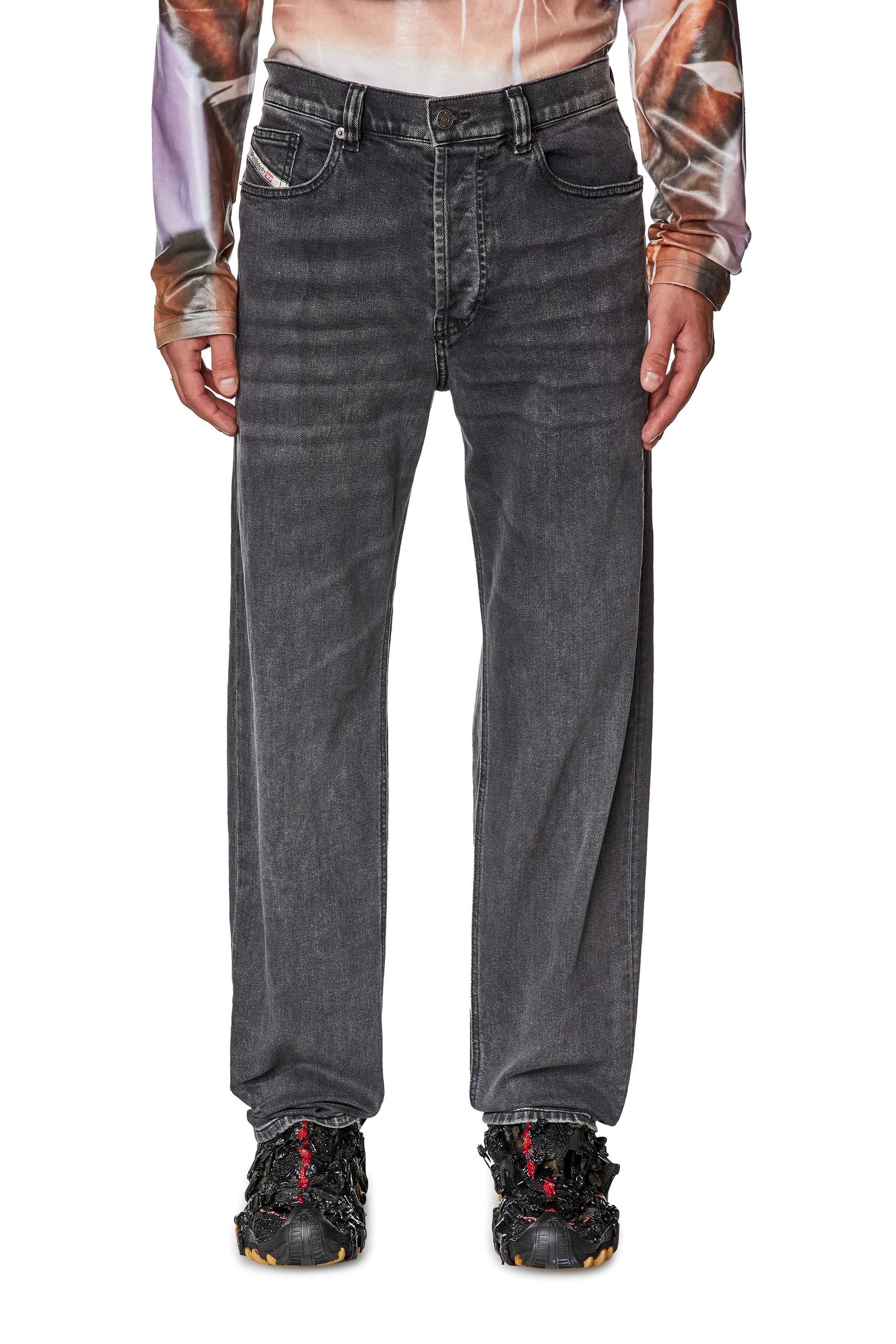 Diesel - Straight Jeans 2010 D-Macs 09I13, Man's Straight Jeans - 2010 D-Macs in Black/Dark grey - 4