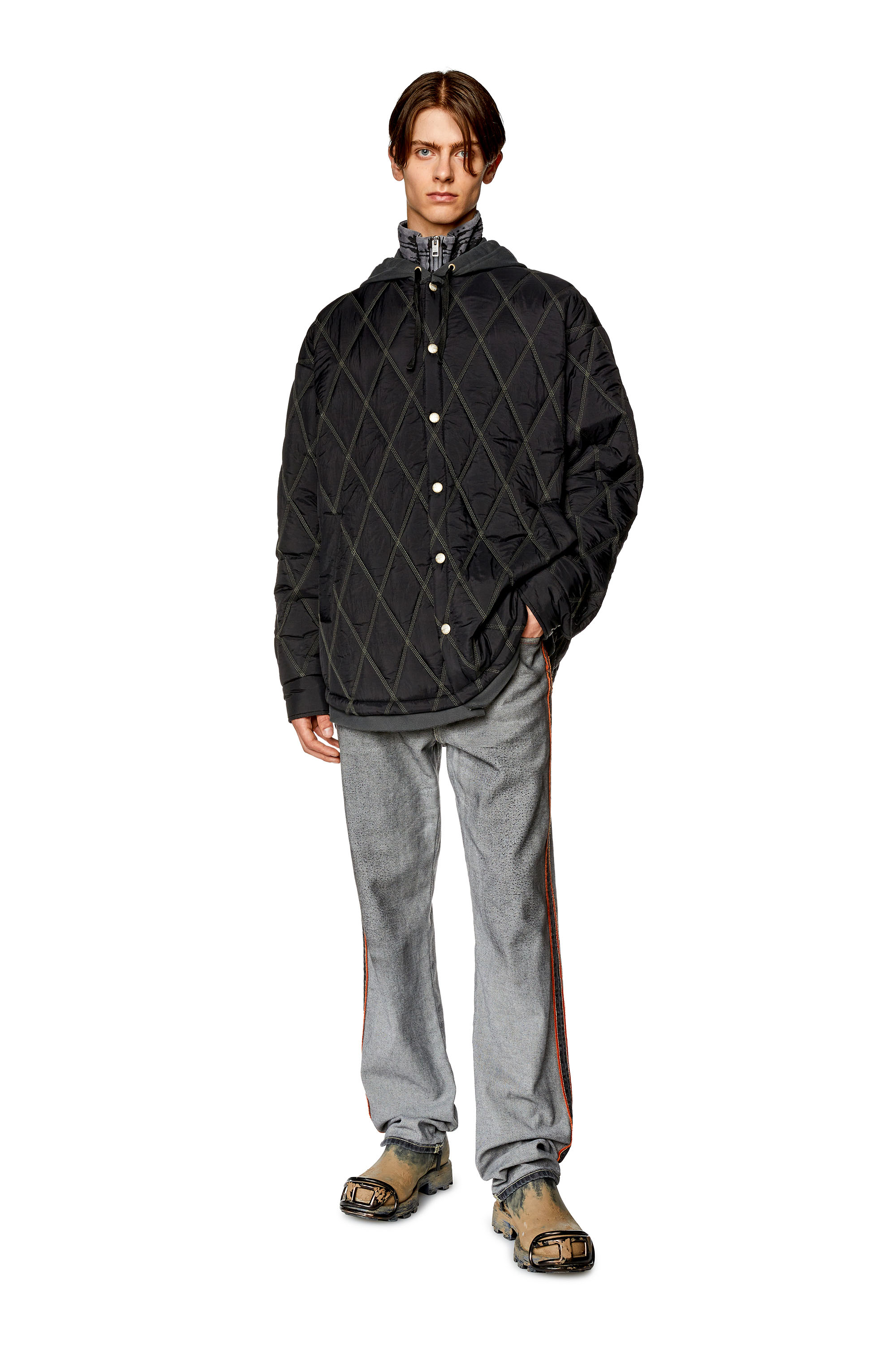 Diesel - J-ROMEO, Man's Quilted jacket in quilted nylon in Black - 2