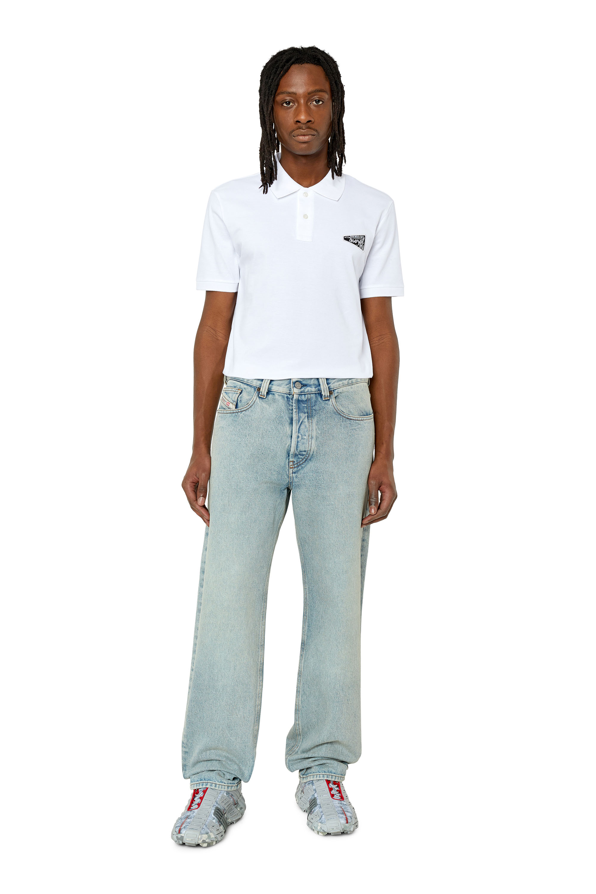 Diesel - T-SMITH-G3, Man's Polo with Brave Industry logo patch in White - 2