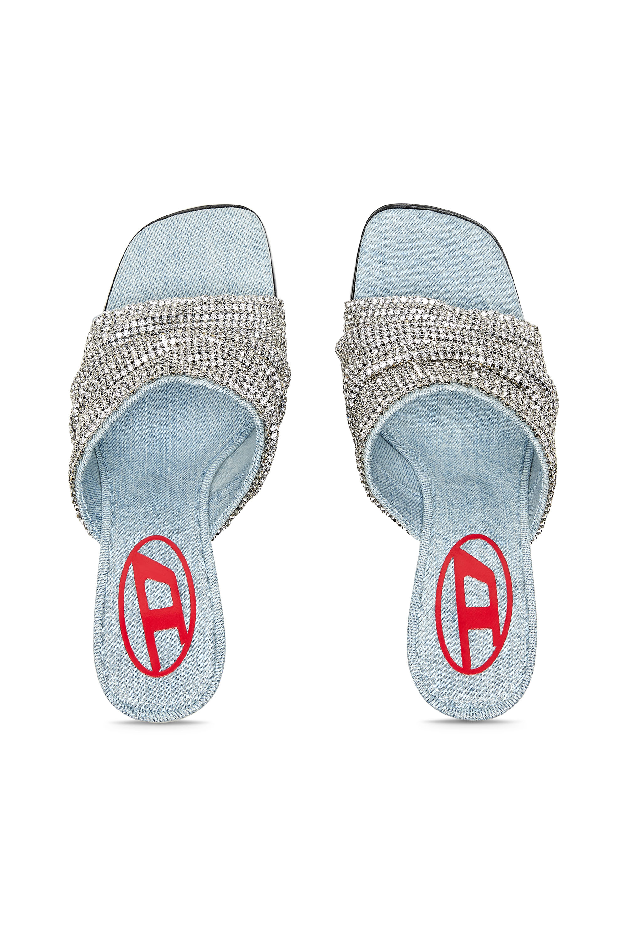 Diesel - D-SYDNEY SDL S, Woman's D-Sydney Sdl S Sandals - Mule sandals with rhinestone band in Silver - 4