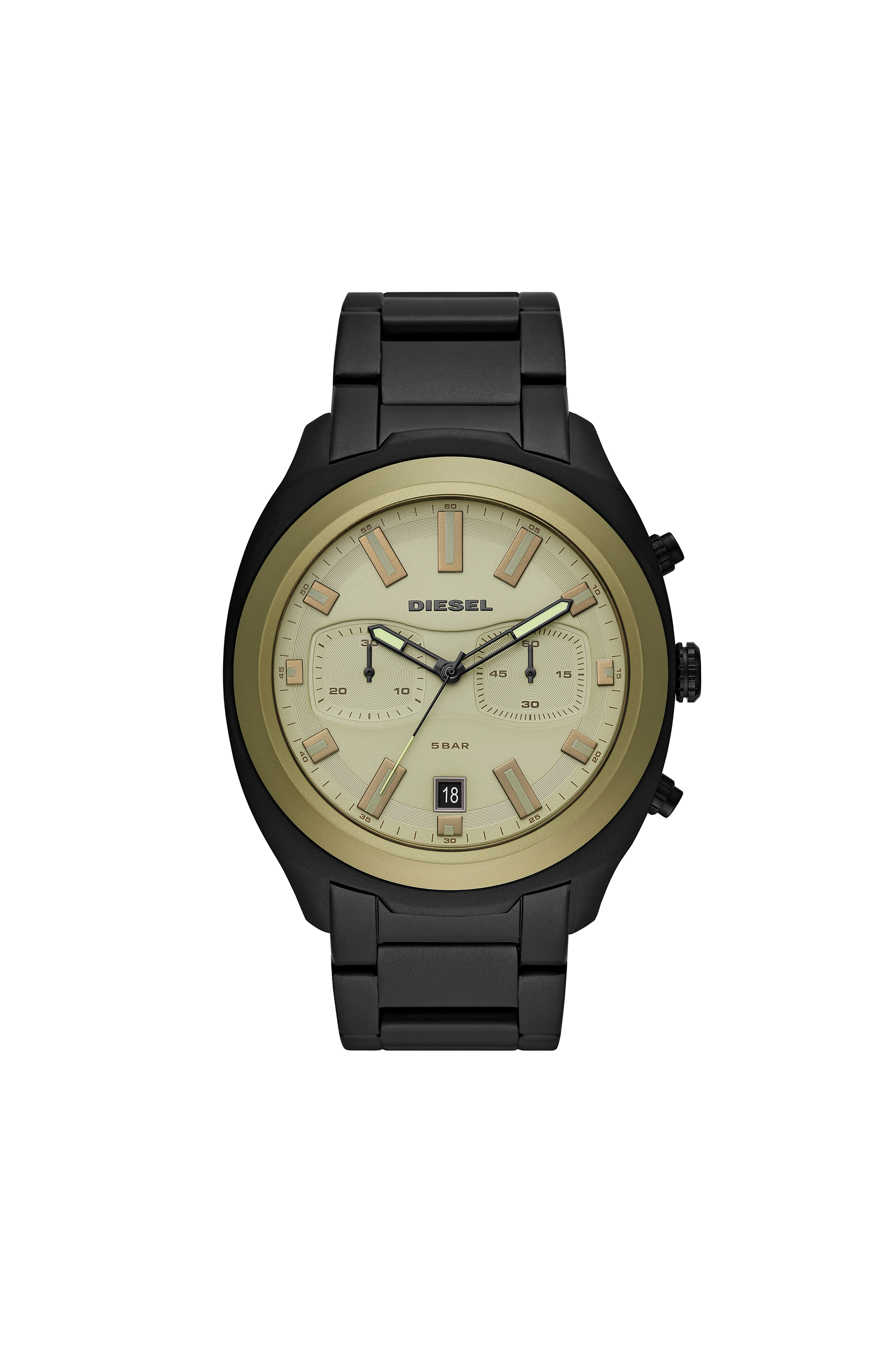 Diesel - DZ4497, Man's Chronograph black stainless steel watch in Black/Green - 1