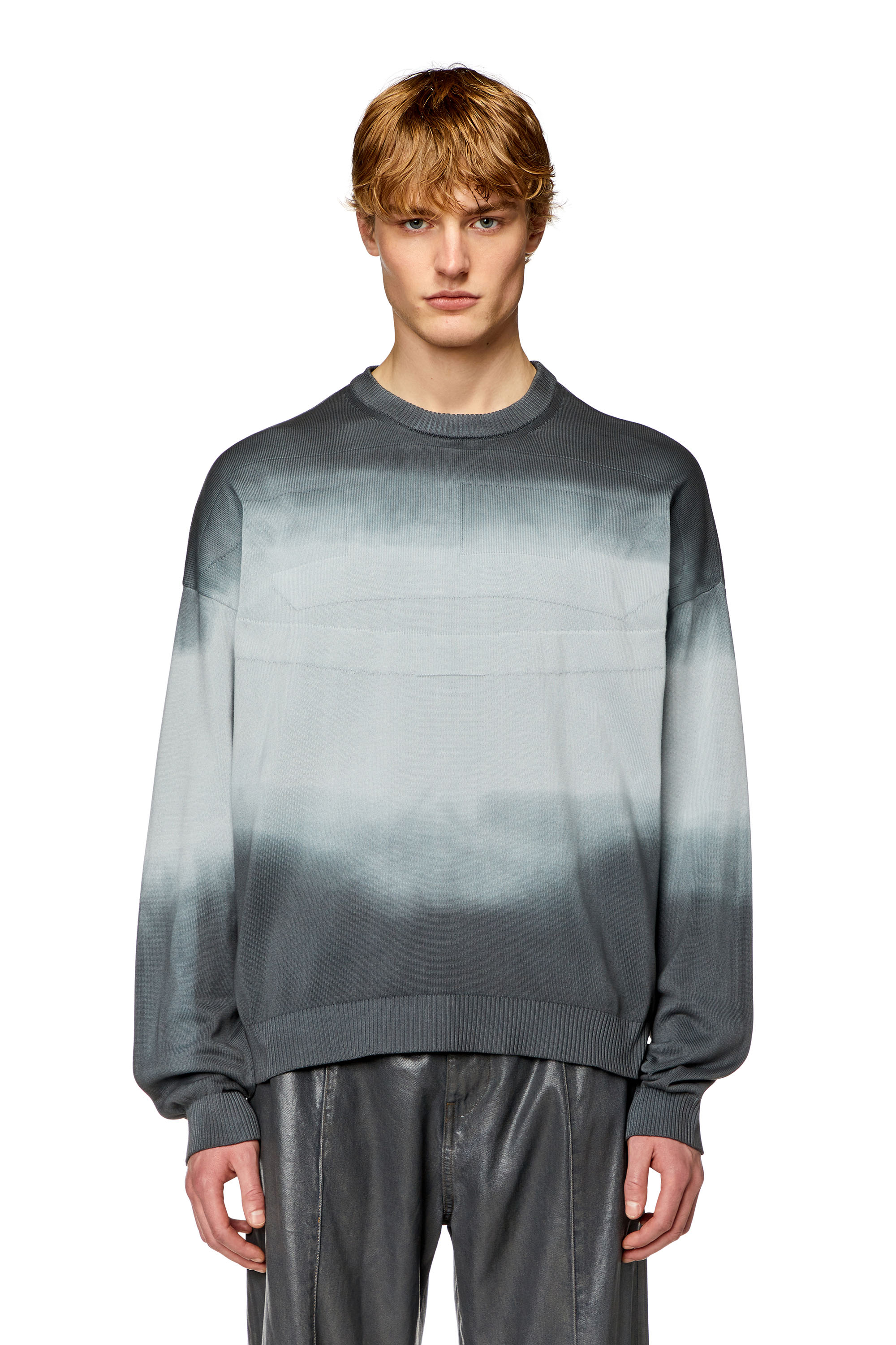 Diesel - K-NEVIL, Man's Dégradé jumper with oversized logo in Blue - 1