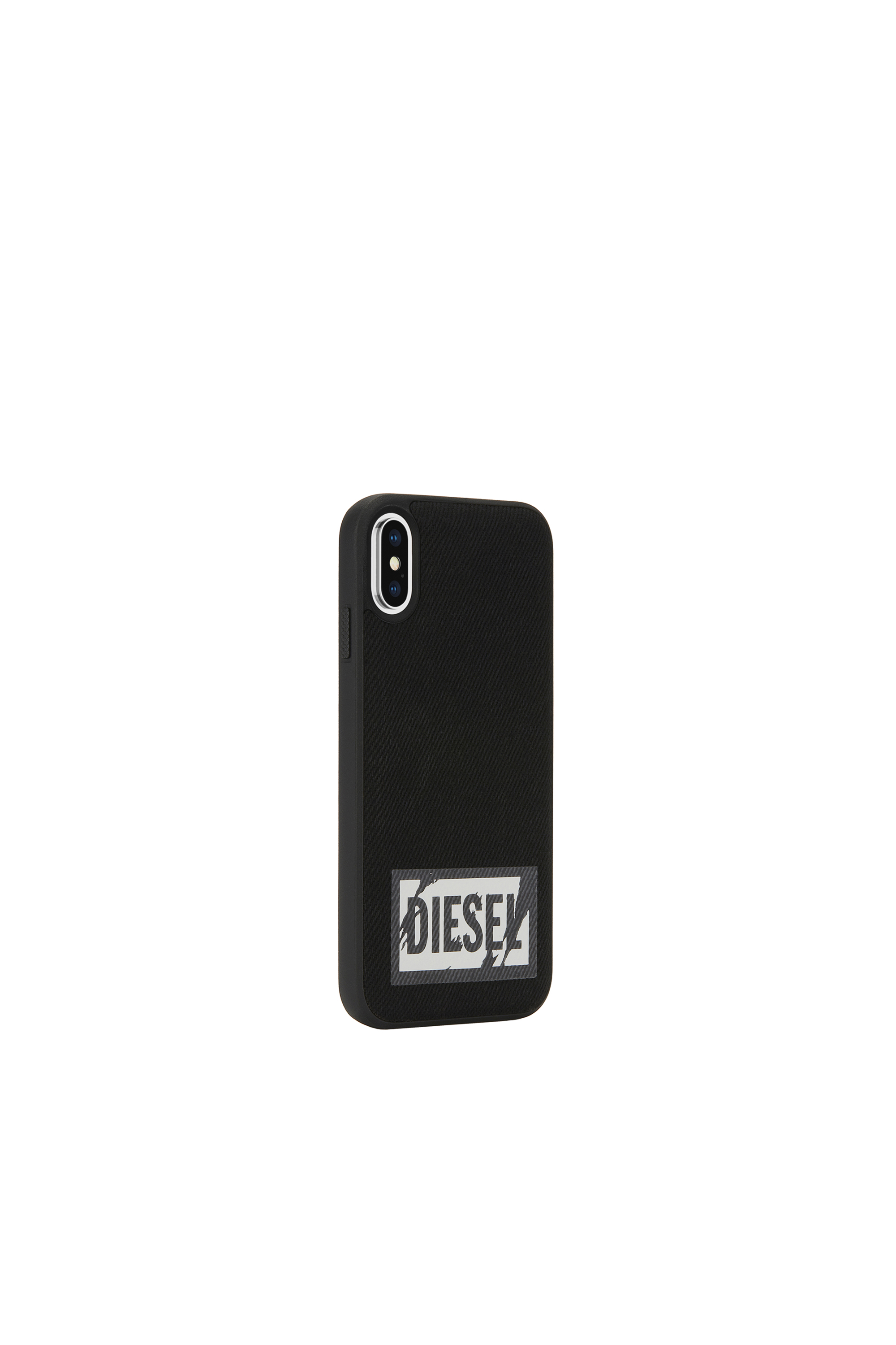 Diesel - BLACK DENIM IPHONE X CASE, Unisex's Black denim grey logo case, iPhone X in Black - 4
