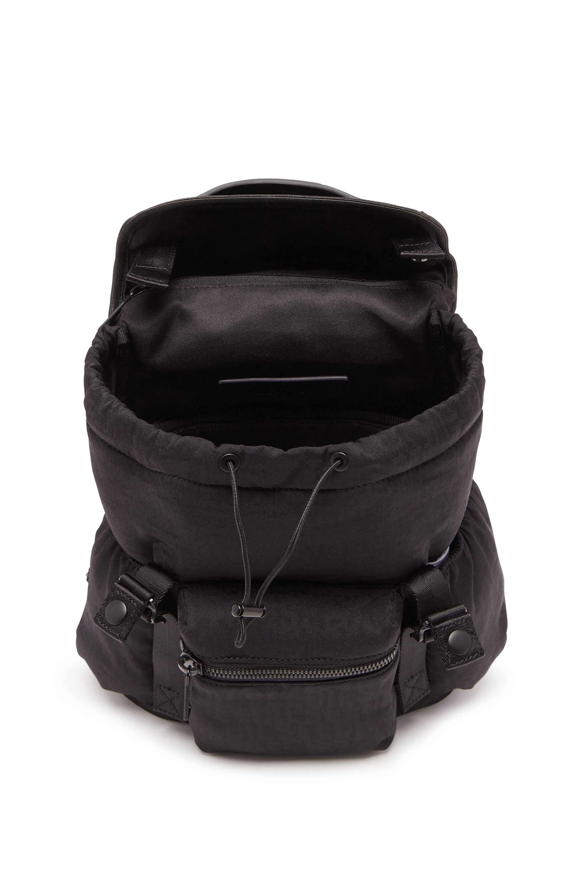 Diesel - NYLON MONO BACKPACK S X, Unisex's Nylon Mono Backpack S X - Backpack in jacquard monogram nylon in Black - 4