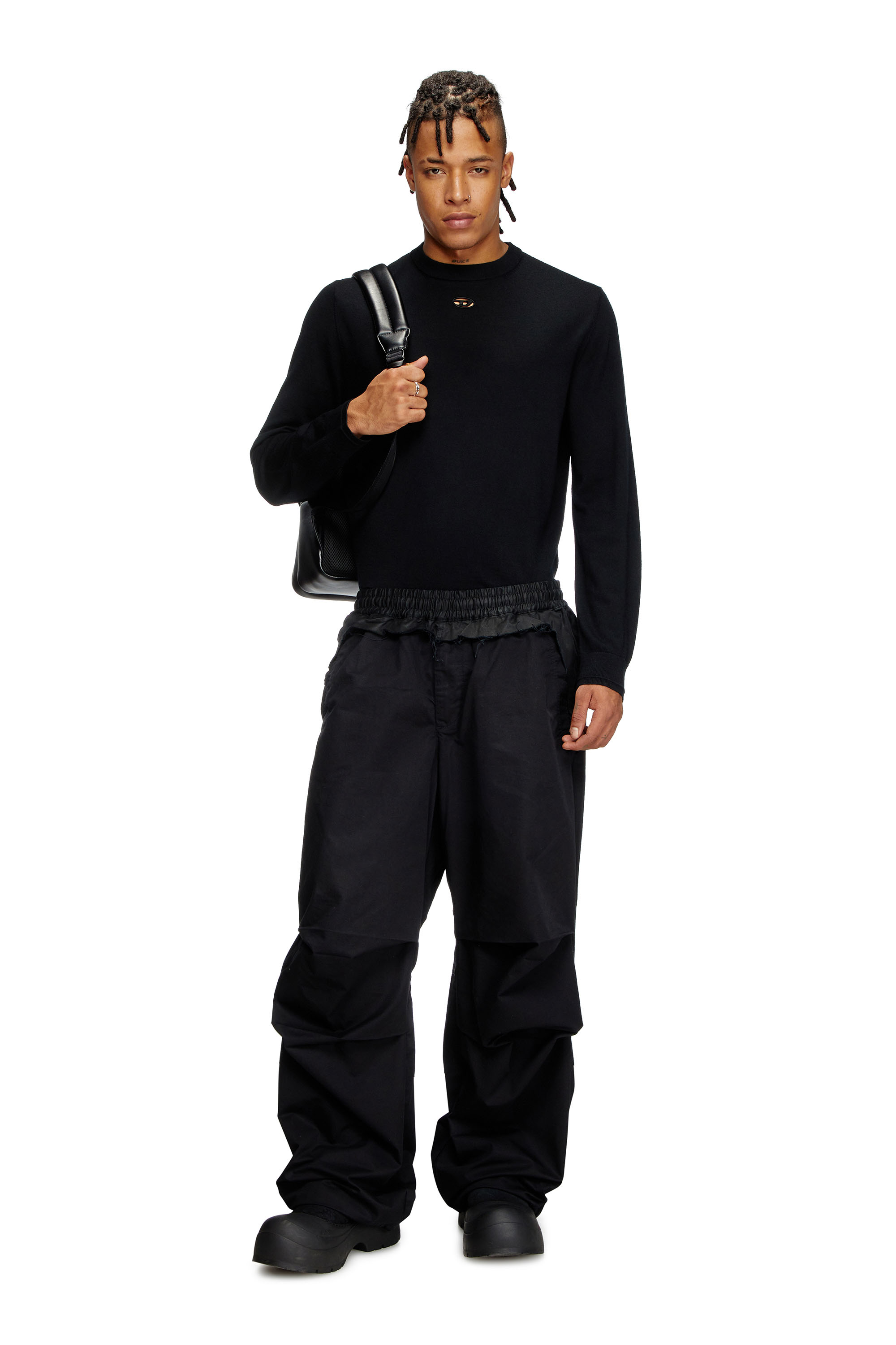 Diesel - K-VALIAM, Man's Wool jumper with cut-out logo in Black - 2