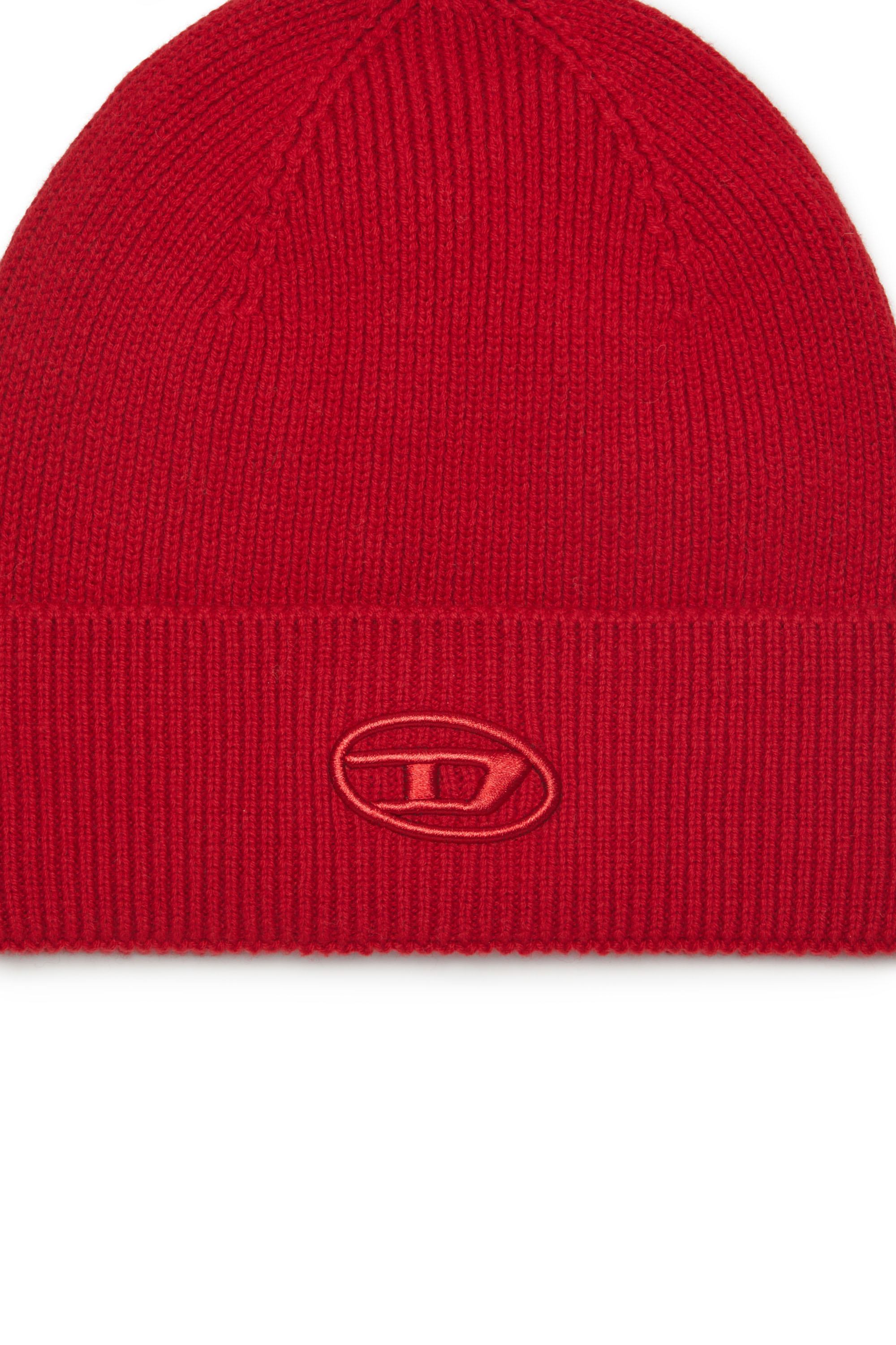 Diesel - K-CODER-FULLY B, Unisex's Ribbed beanie with D embroidery in Red - 3
