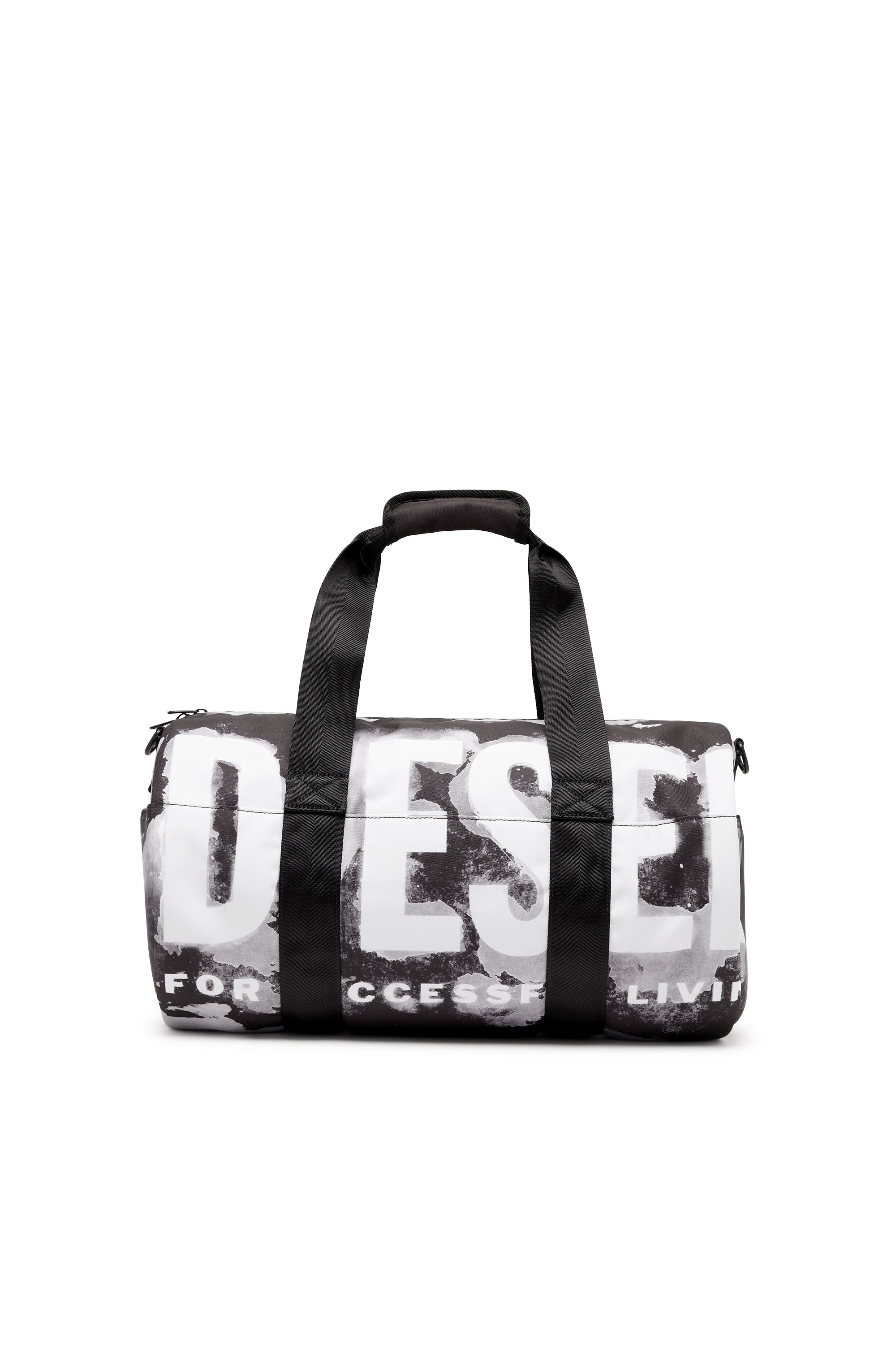 Diesel - RAVE DUFFLE X, Man's Rave Duffle X - Duffle bag in logo-printed fabric in Black - 1
