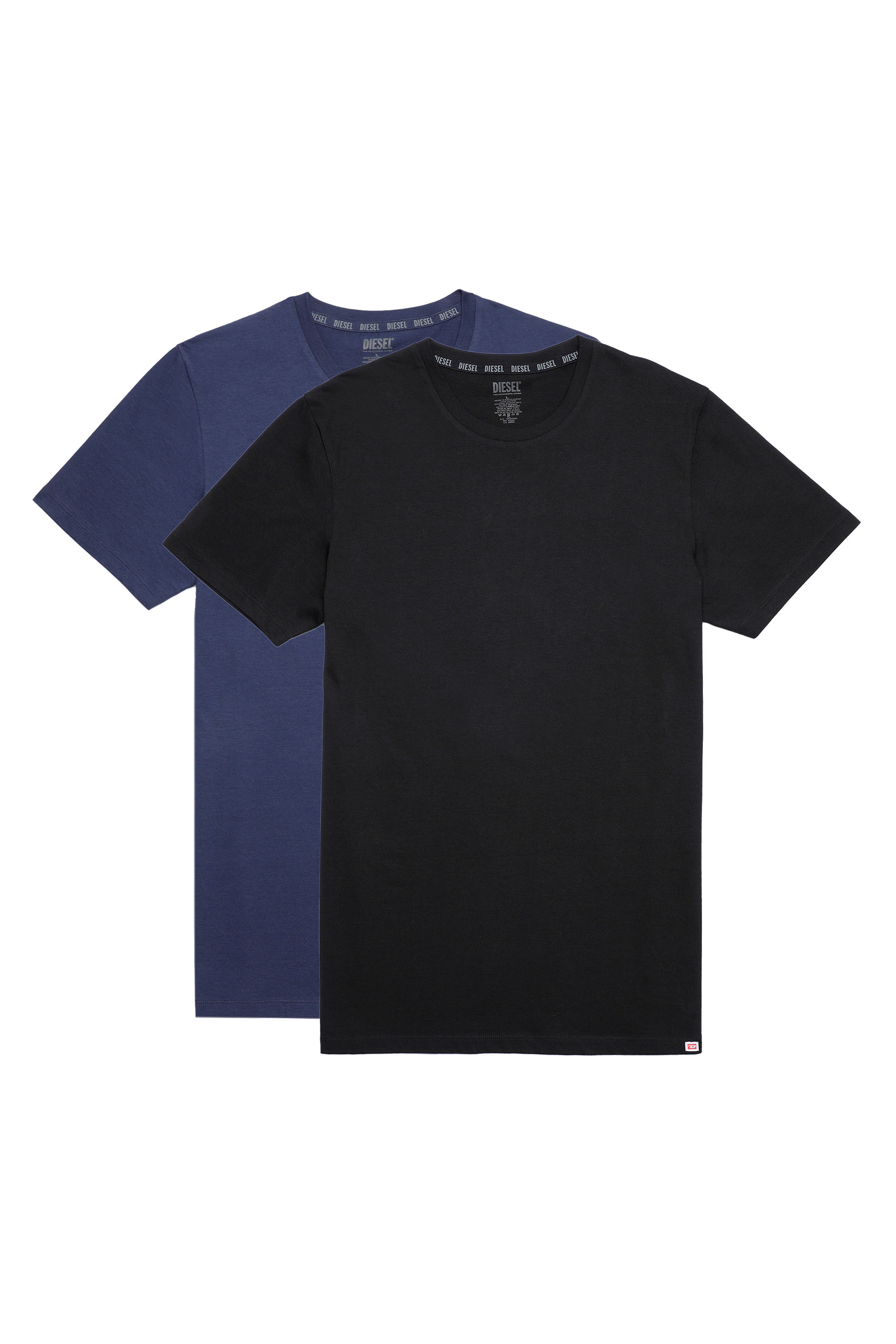 Diesel - UMTEE-RANDAL-TUBE-TWOPACK, Man's Two-pack of T-shirts with D patch in Black/Blue - 1