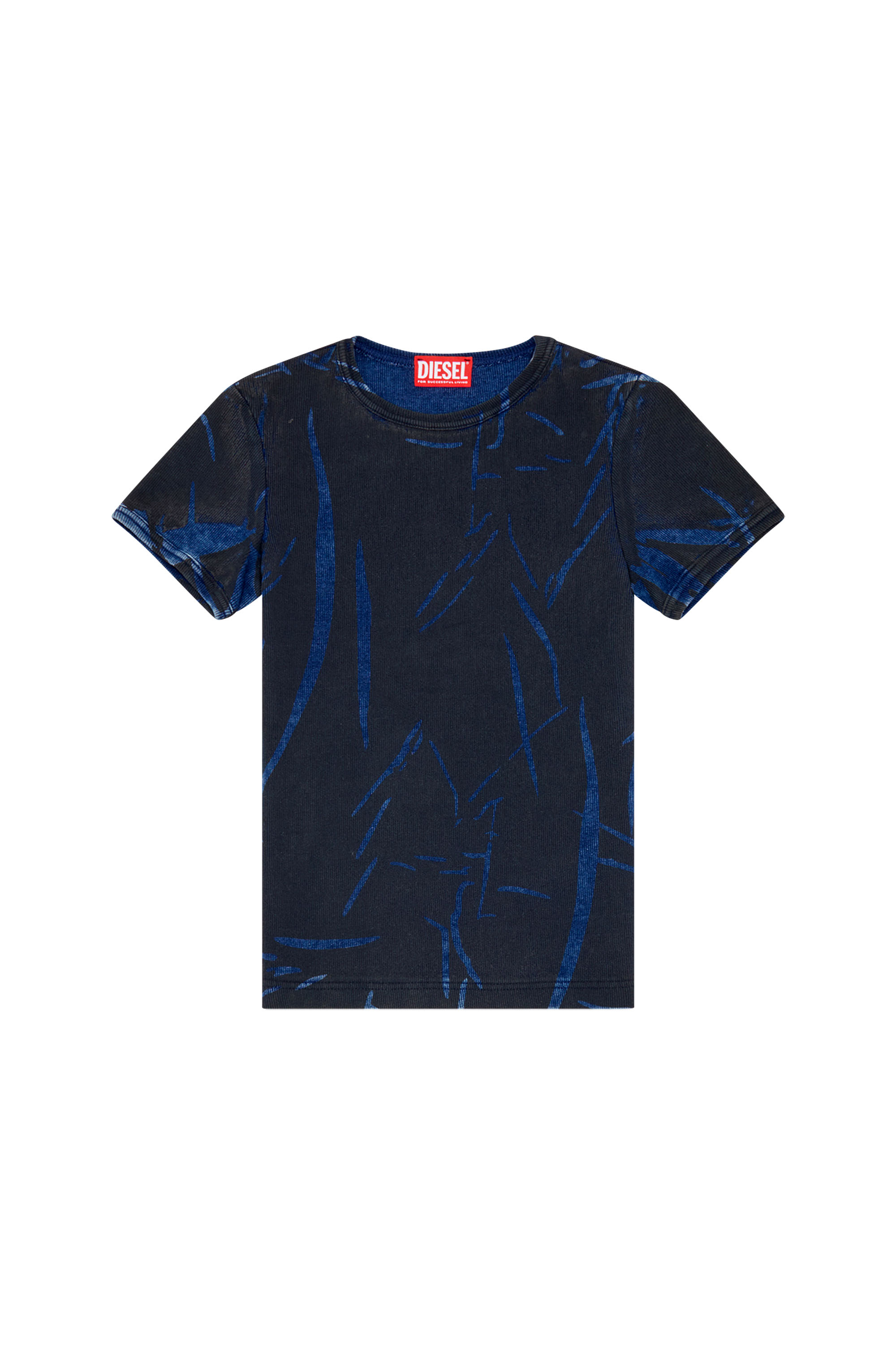 Diesel - DTO-D-DREW, Woman's T-shirt with creased print in Dark Blue - 3