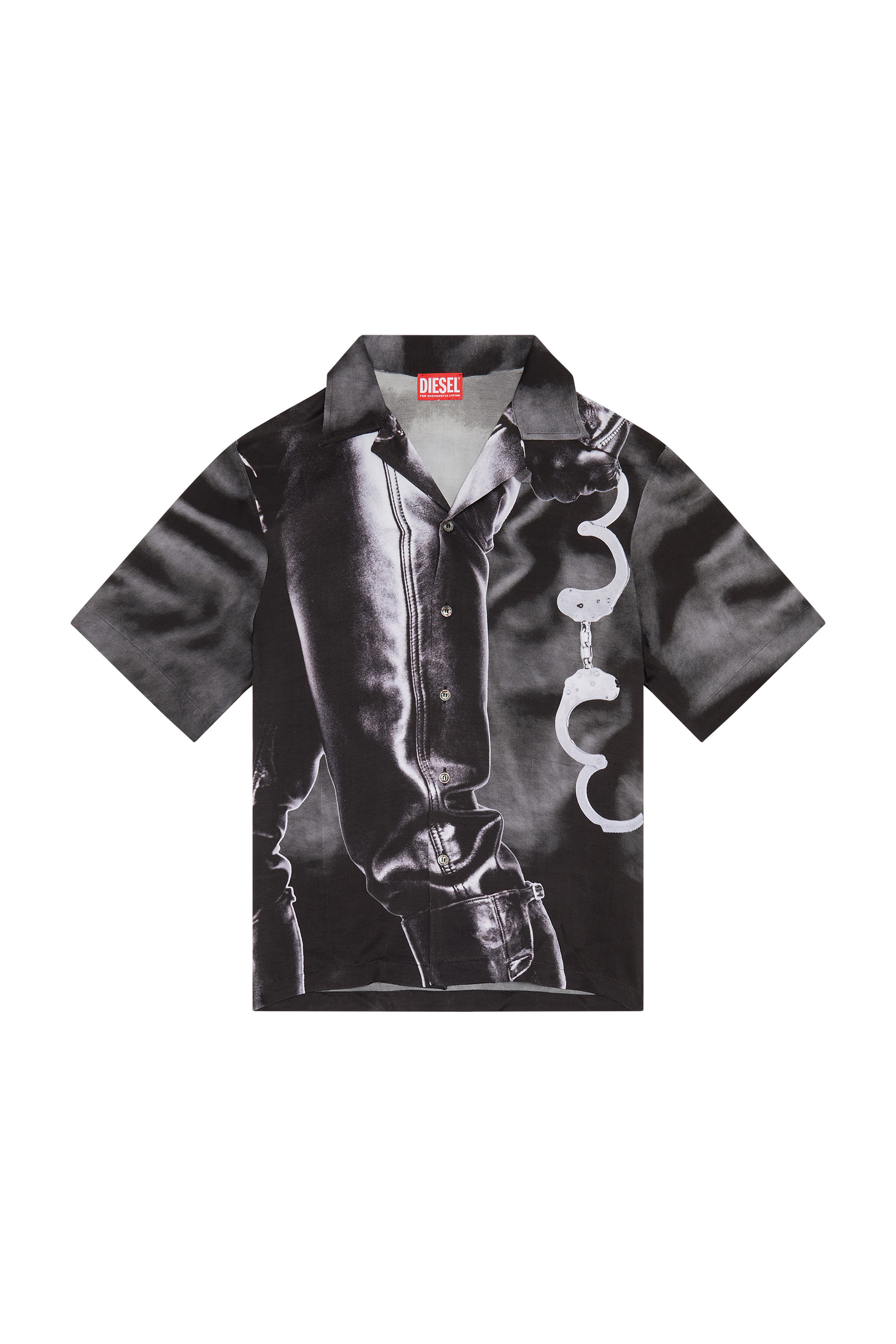 Diesel - PR-S-MEC-23, Unisex's Bowling shirt with black print in Black - 4