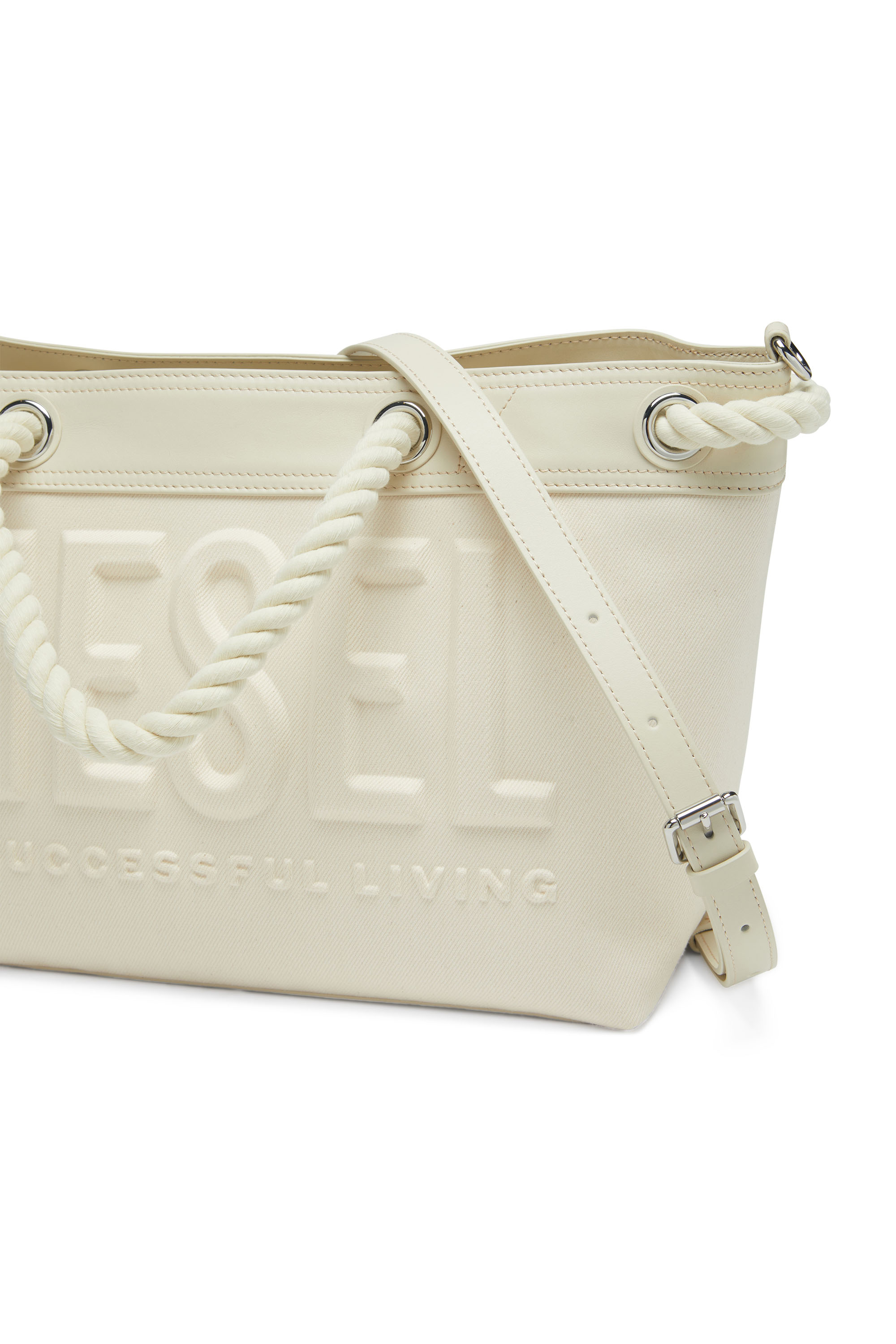 Diesel - ROPE TOTE M, Woman's Rope Tote M - Denim tote bag with rope handles in White - 4