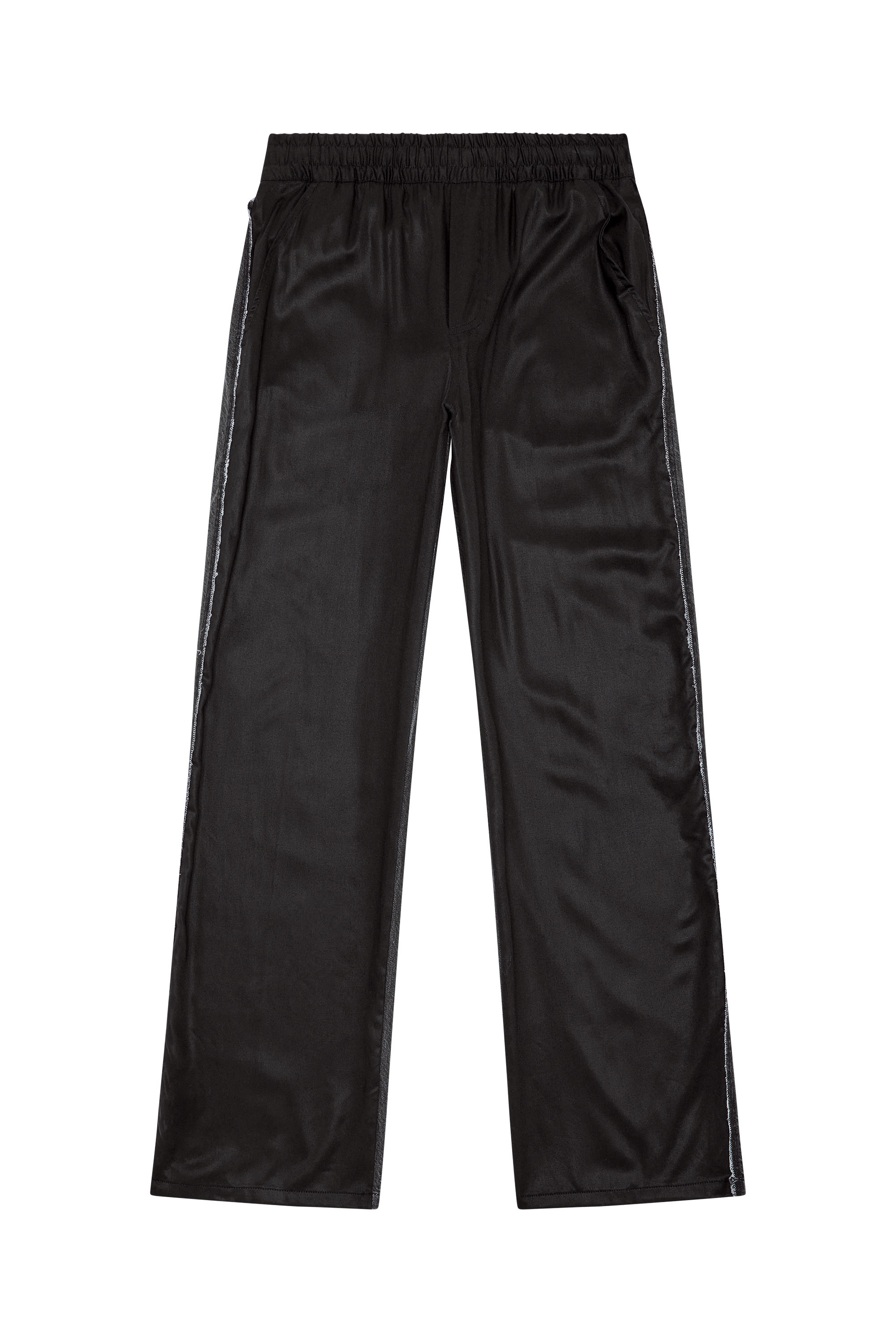 Diesel - P-FERN-DNM, Woman's Hybrid pants in satin and denim in Black - 3