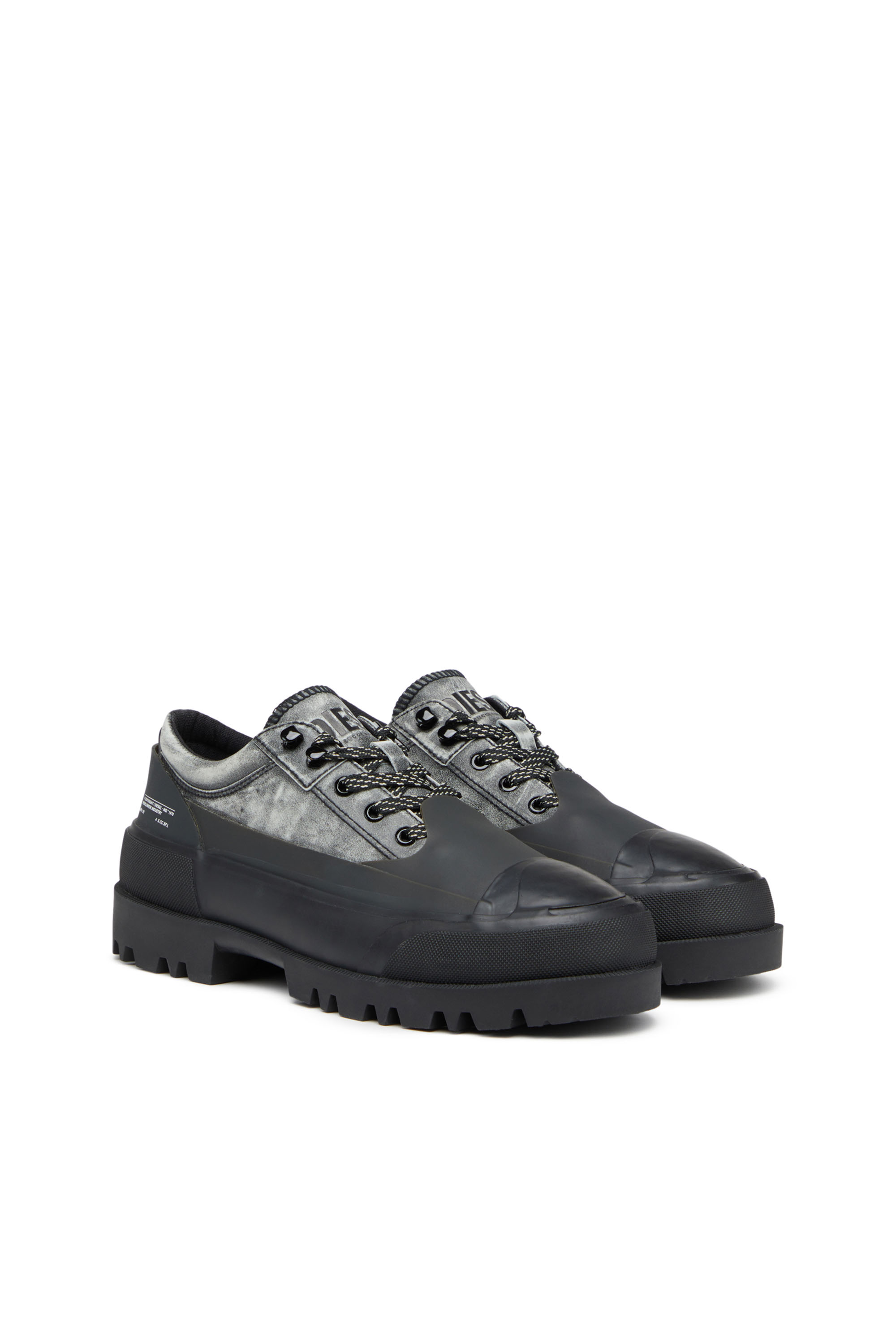 Diesel - D-HIKO SH X, Unisex's D-Hiko SH X - Treated leather shoes with rubber overlay in Black - 2