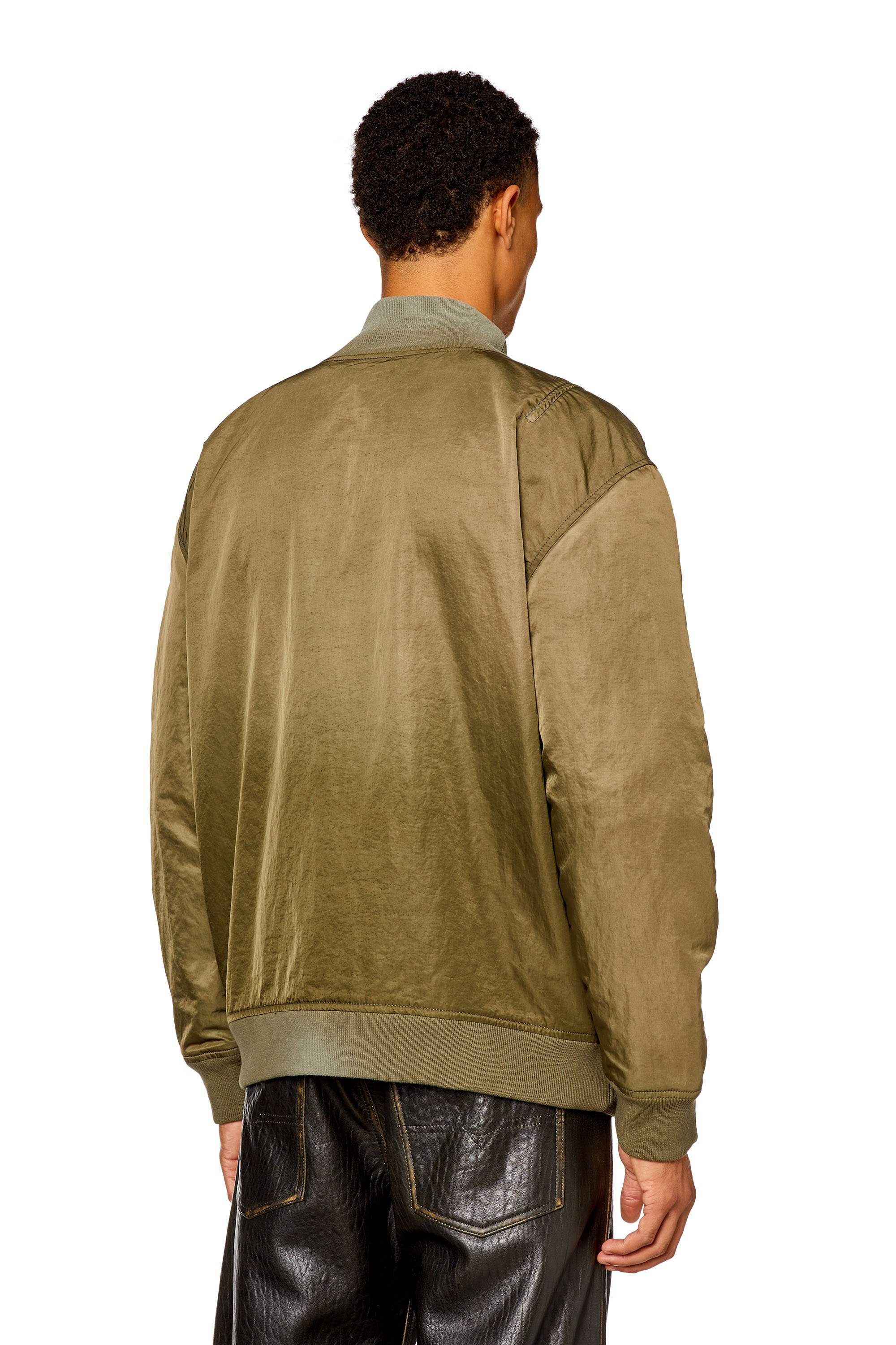 Diesel - K-OSWIN, Man's Padded knit and nylon bomber jacket in Military Green - 4