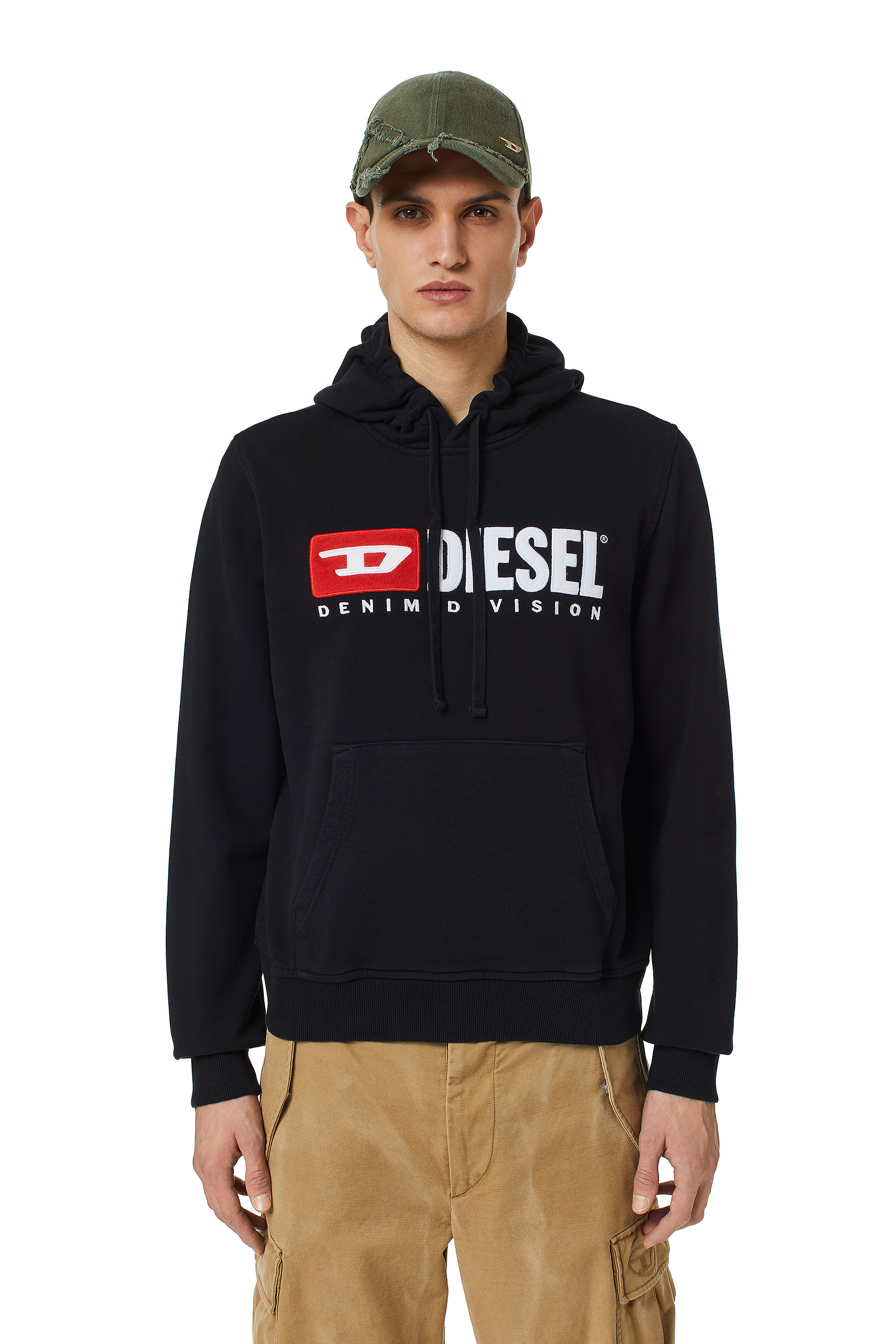 Diesel - S-GINN-HOOD-DIV, Man's Denim Division hoodie in Black - 1