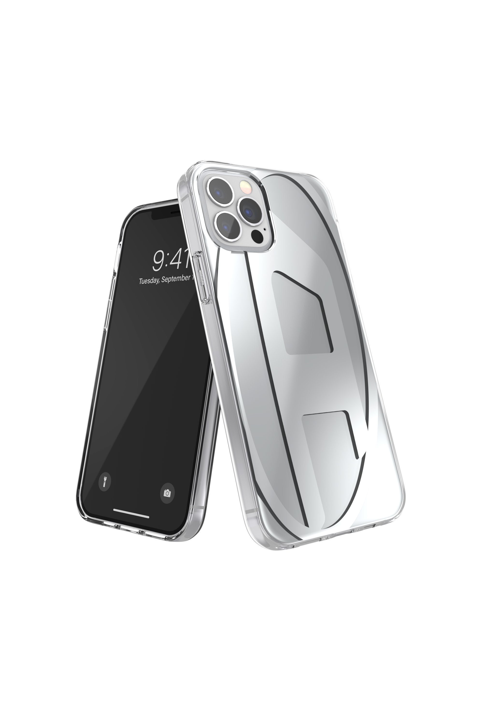 Diesel - 54093 MOULDED CASE, Unisex's Oval D case iPhone 12/12 Pro in Silver - 2