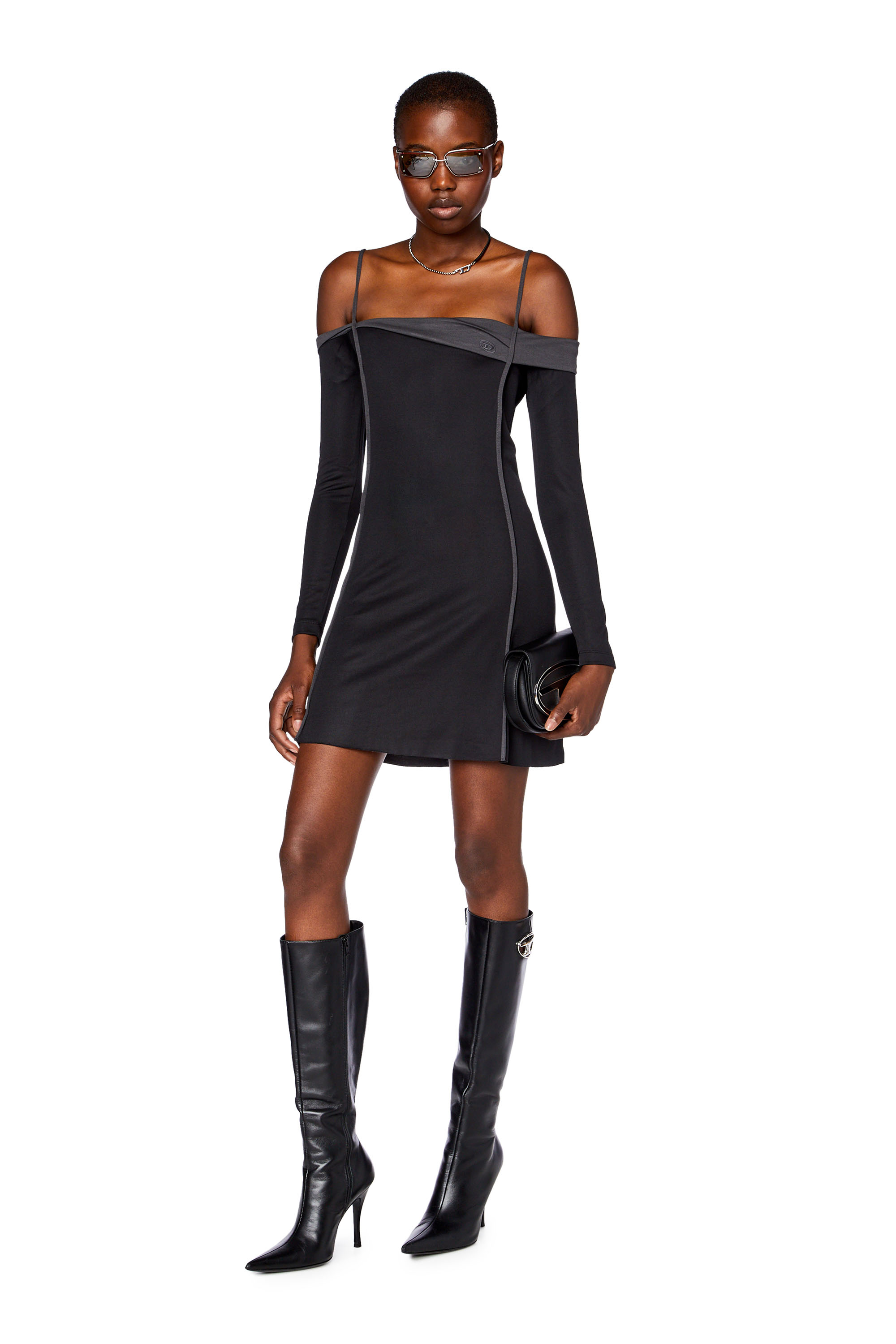 Diesel - D-RAPPY, Woman's Bandeau dress in stretch modal in Black - 1
