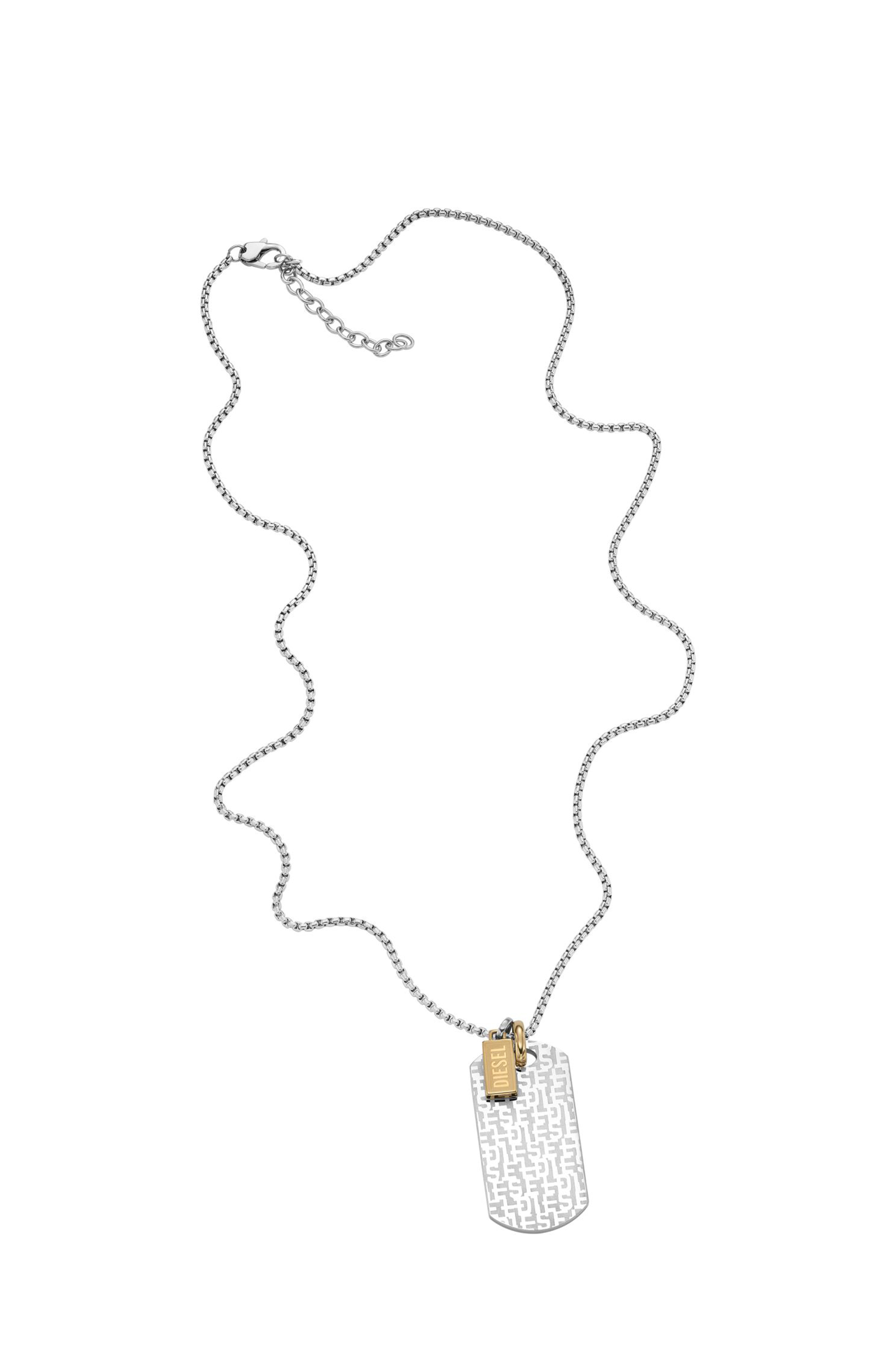 Diesel - DX1431, Unisex's Font Two-Tone Dog Tag Necklace in Silver - 2