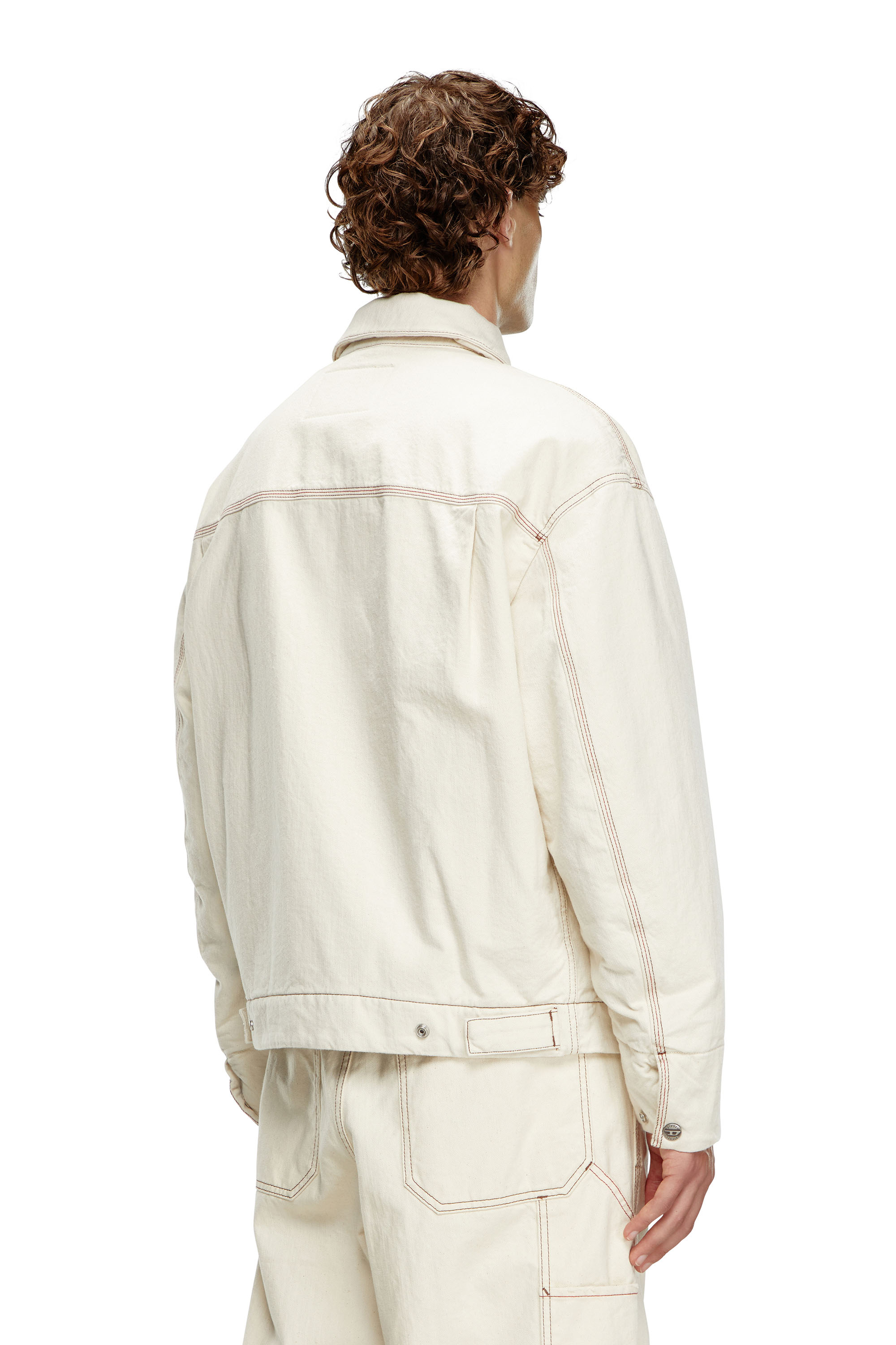 Diesel - D-STACK, Man's Padded jacket in clean-wash denim in White - 4
