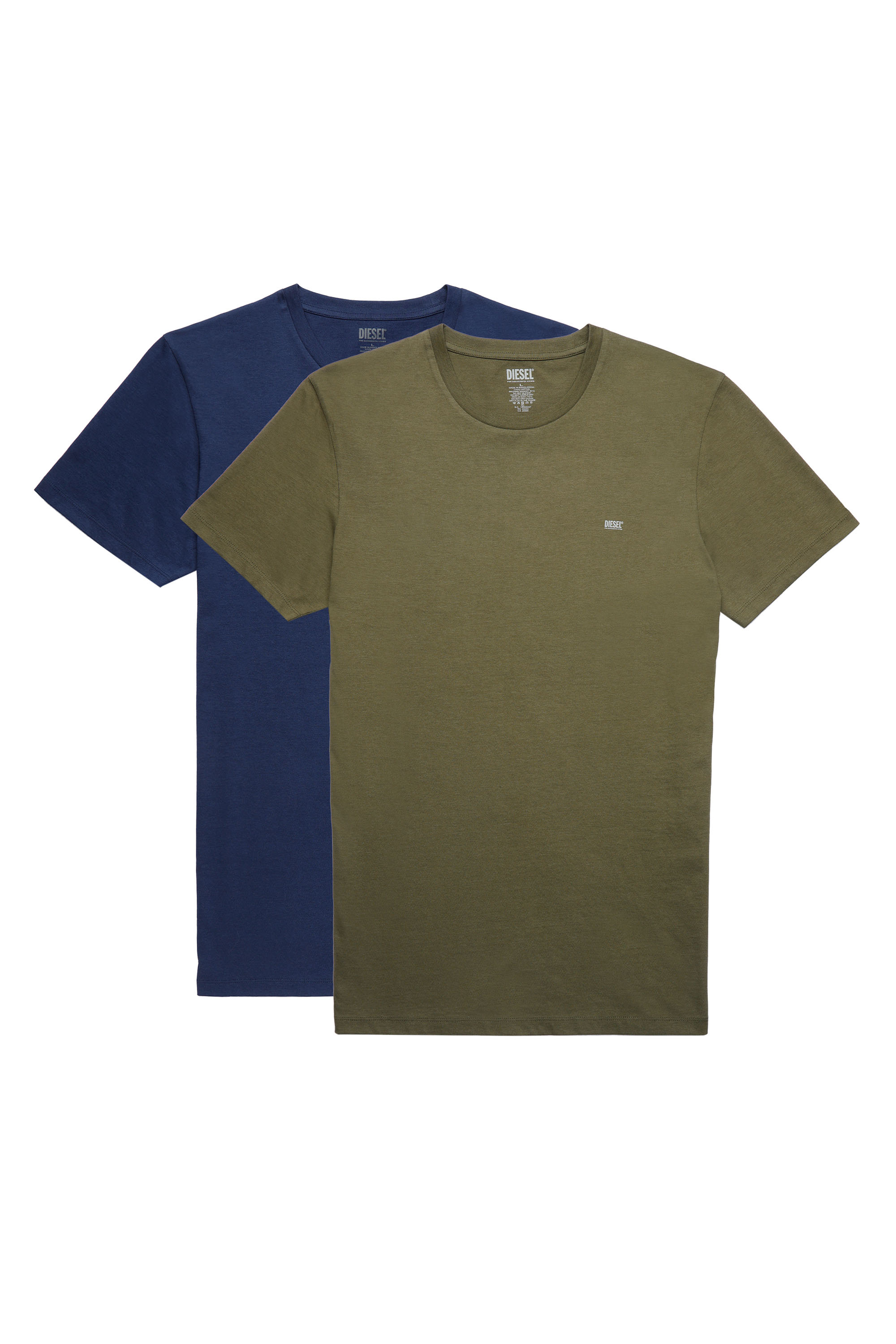 Diesel - UMTEE-RANDAL-TUBE-TWOPACK, Man's Two-pack of T-shirts with logo print in Blue/Green - 1