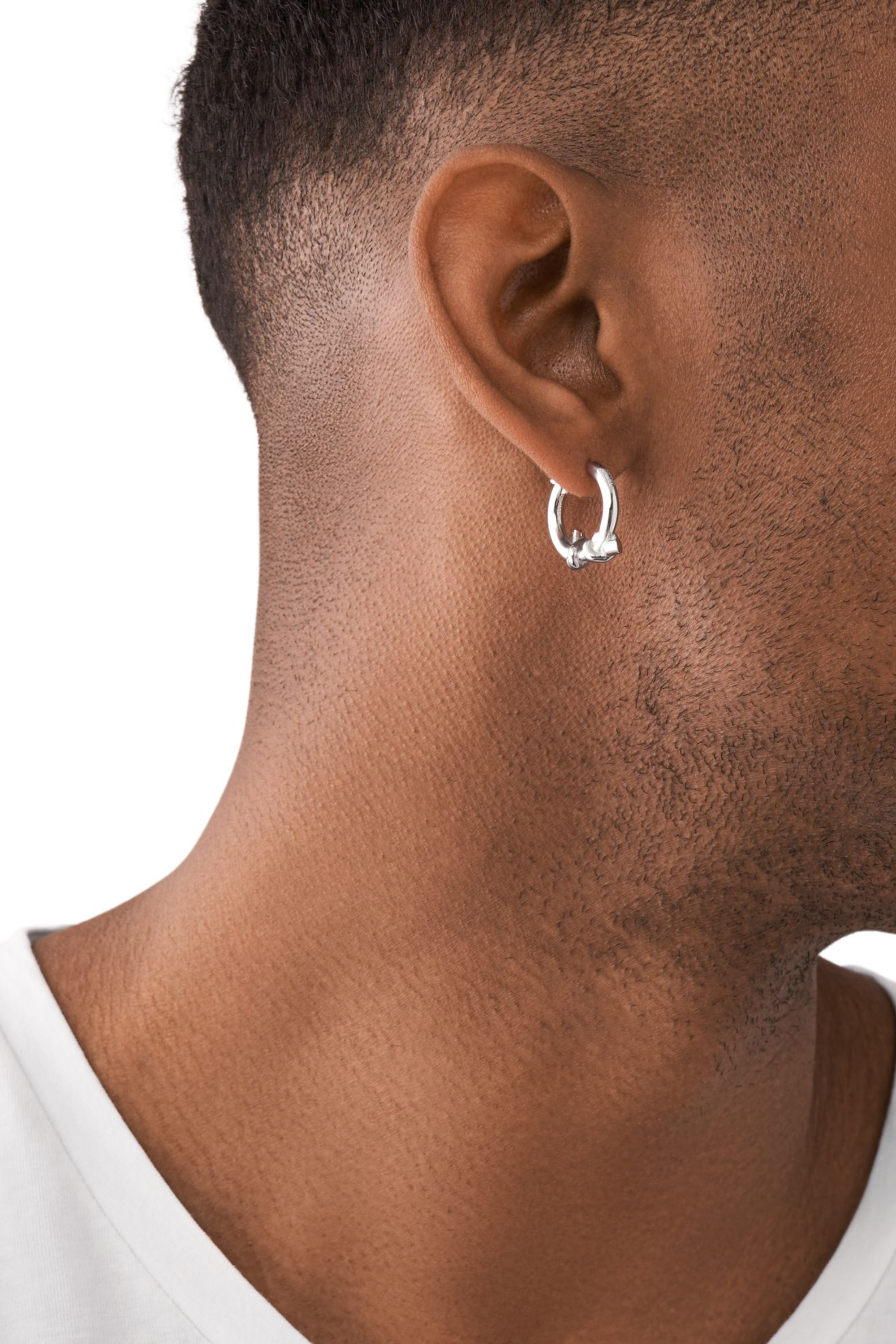 Diesel - DX1447, Unisex's Stainless Steel single hoop knot earring in Silver - 4