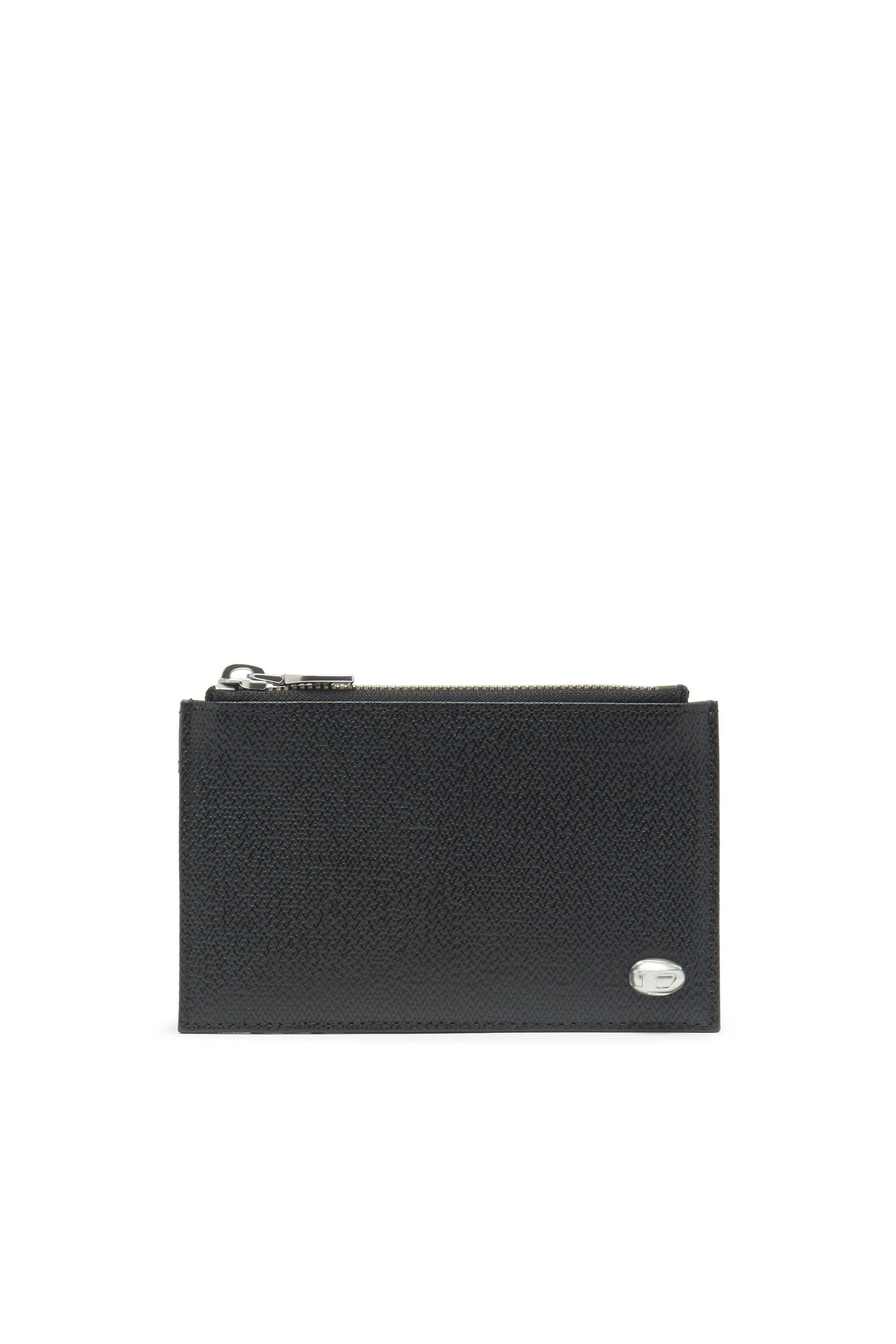 Diesel - CARD HOLDER COIN M, Unisex's Slim card holder in textured leather in Black - 1