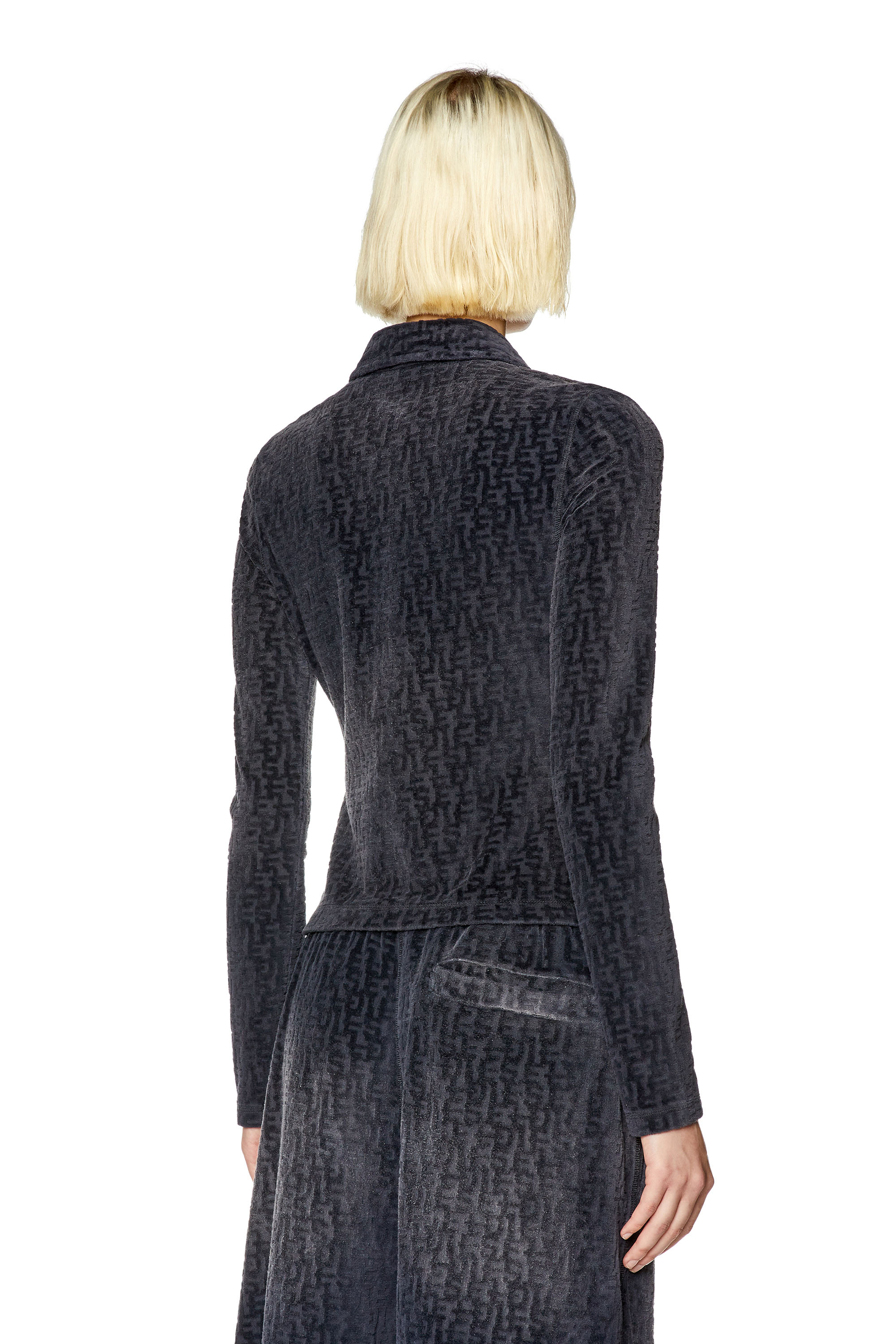 Diesel - T-AMUSE, Woman's Slim shirt in monogram chenille in Black - 4