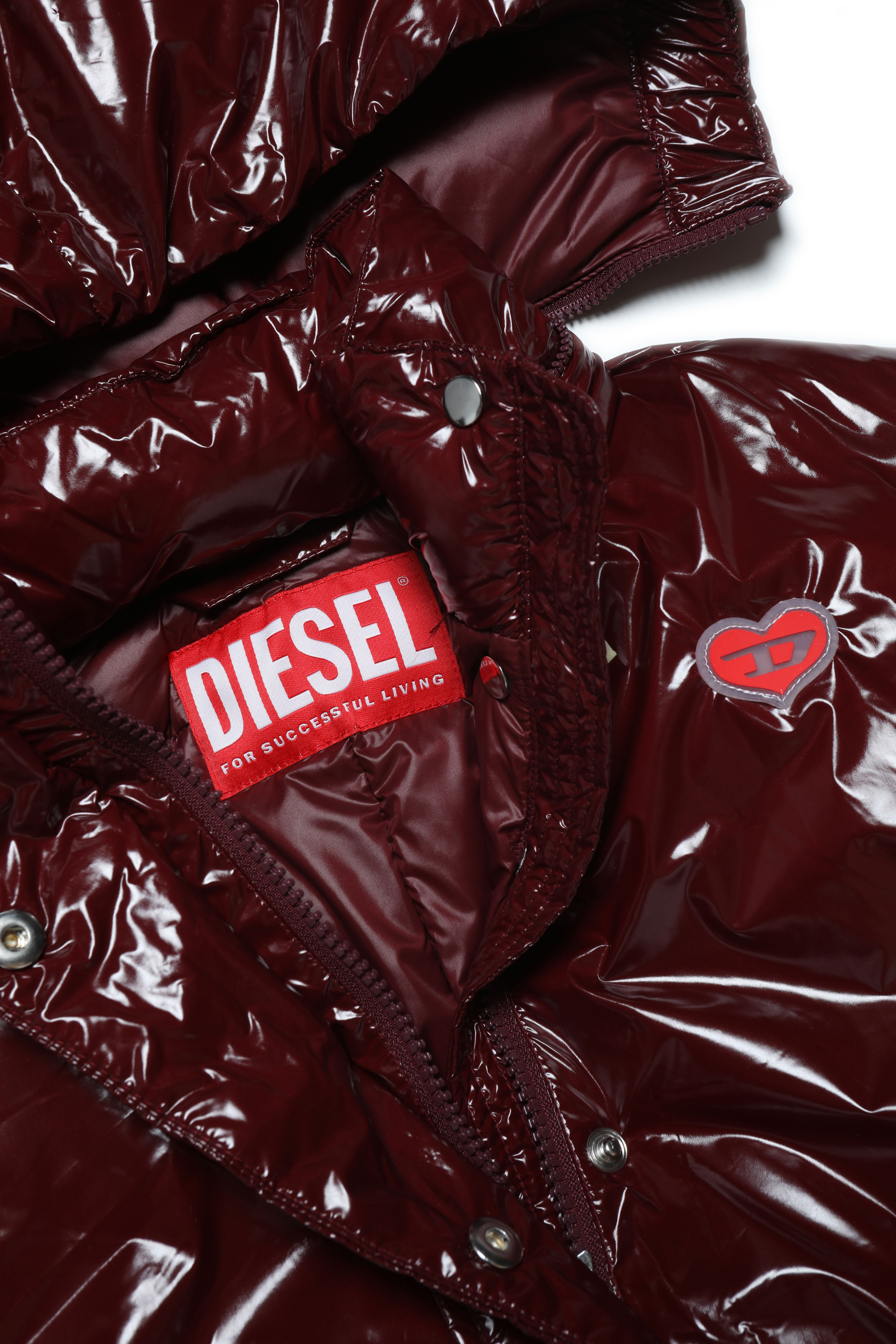 Diesel - JORINY, Woman's Hooded jacket in shiny nylon in Dark Violet - 3