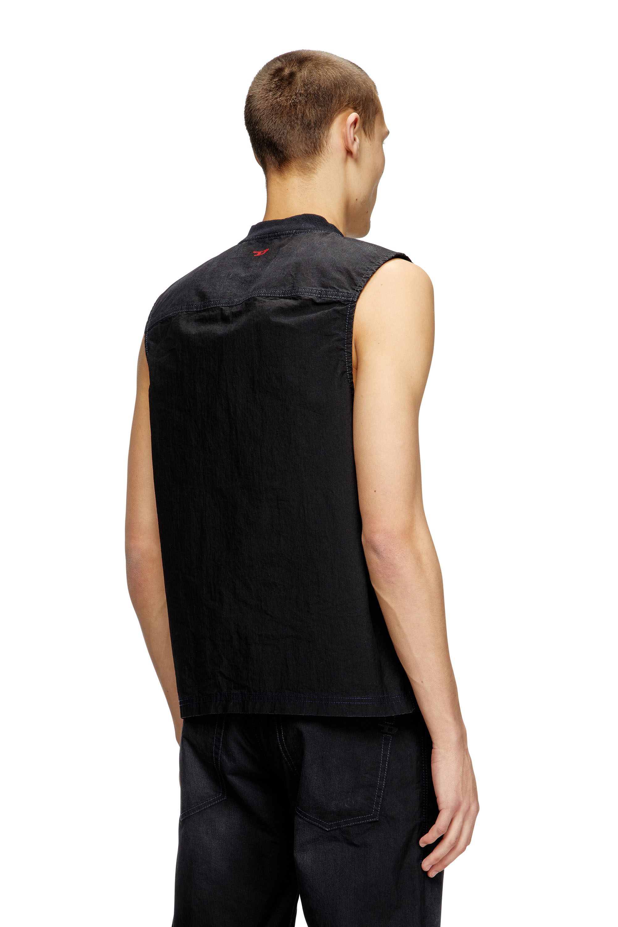 Diesel - D-SUND-D-N JOGG, Unisex's Sleeveless technical JoggJeans vest in Black/Dark grey - 4