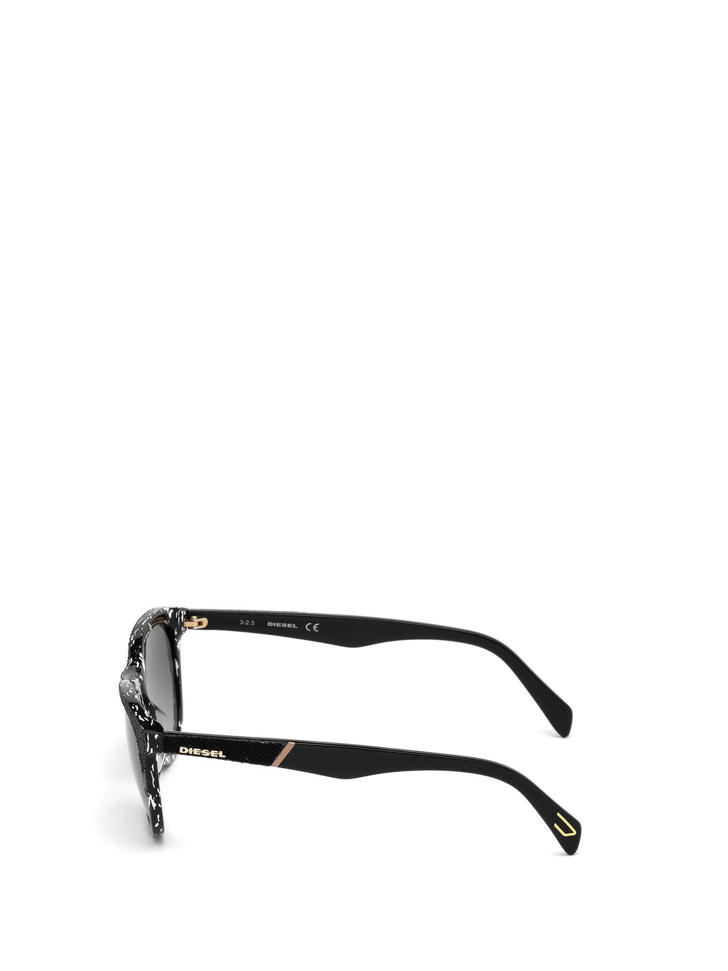 Diesel - DM0192, Unisex's Eyewear with denim frame front and detail in Black/White - 3