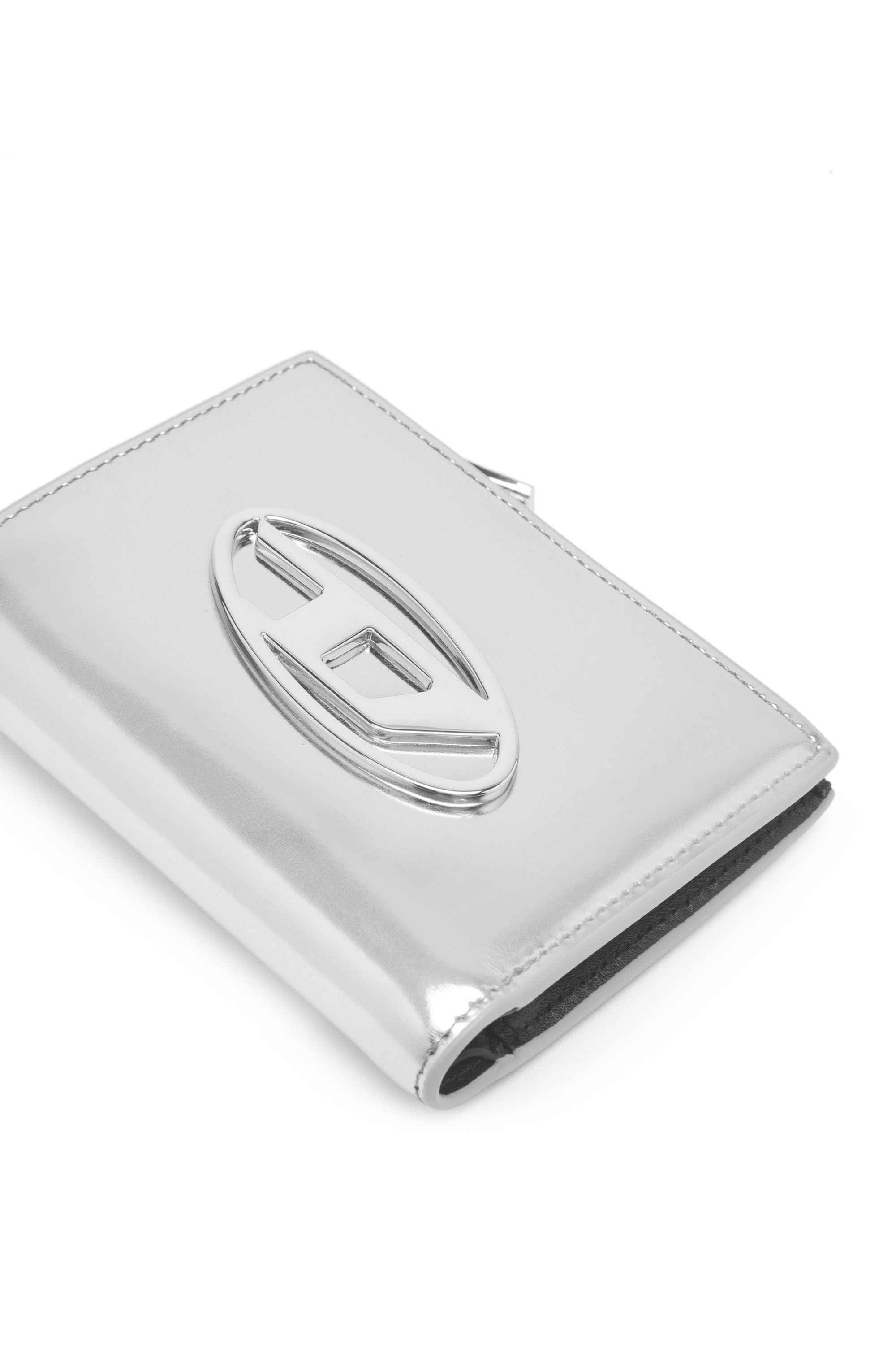 Diesel - BI-FOLD ZIP, Woman's Small wallet in metallic leather in Silver - 4
