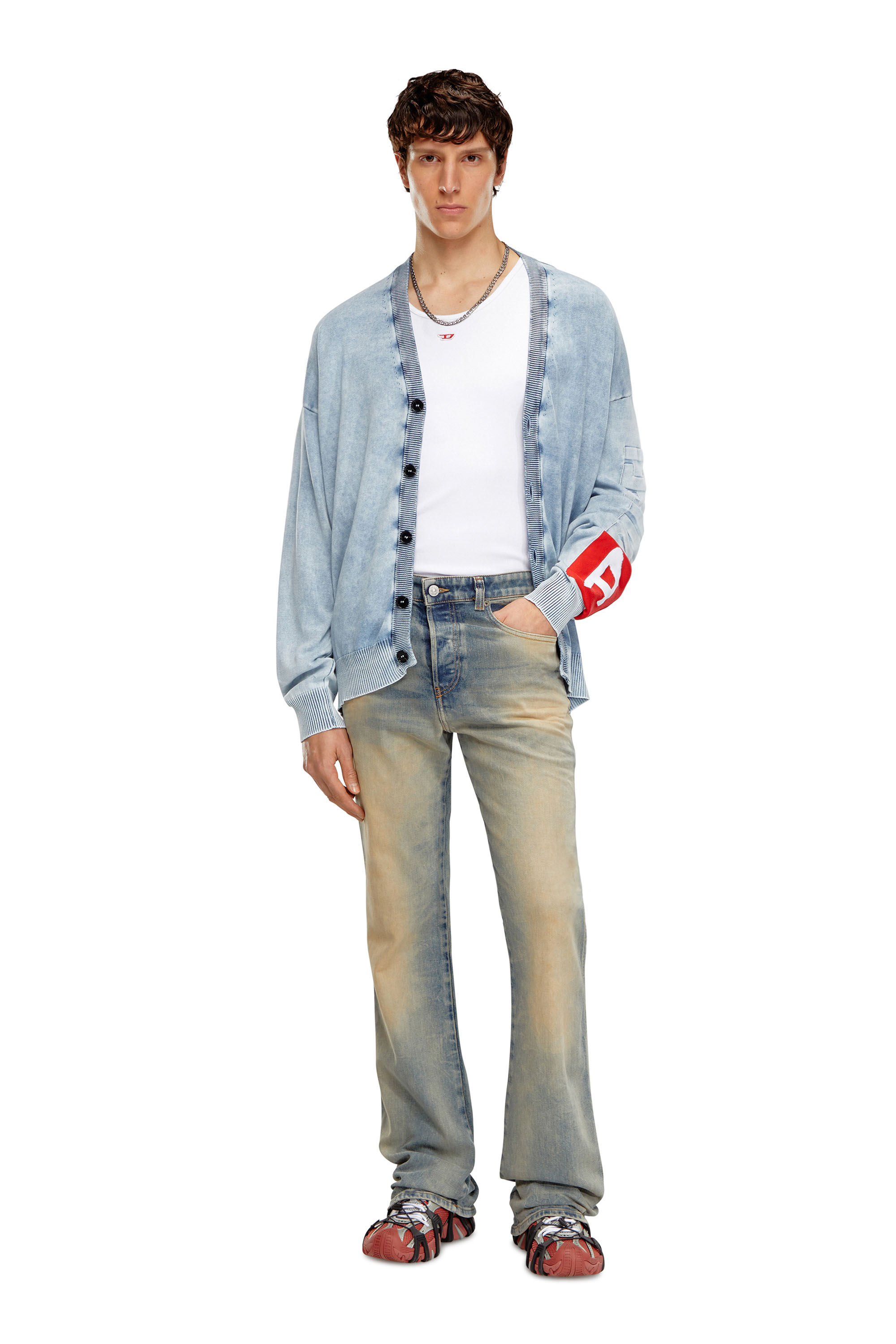 Diesel - K-ZENO, Man's Cardigan in indigo cotton in Light Blue - 2