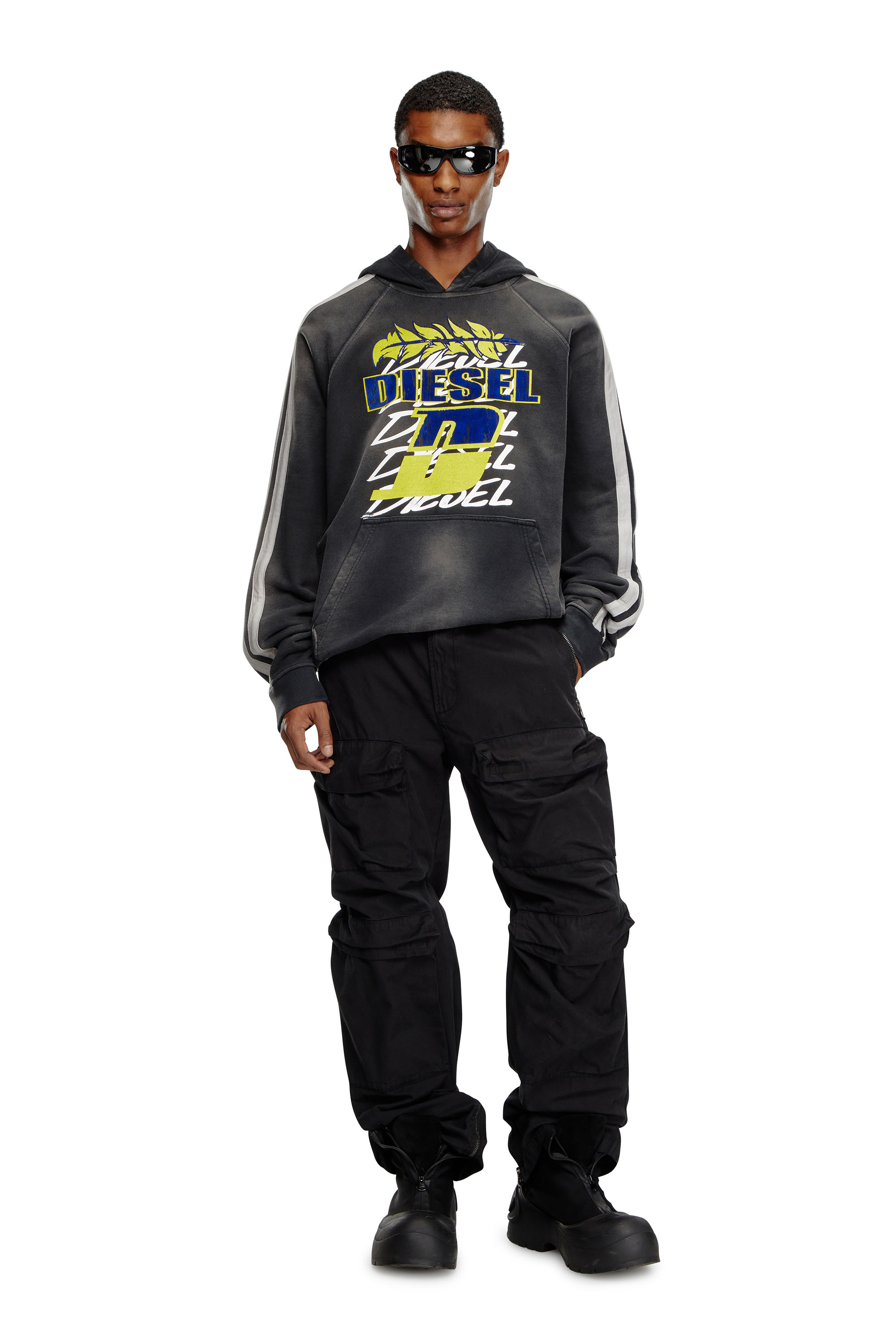 Diesel - P-DANZEL, Man's Cargo pants in garment-dyed twill in Black - 2