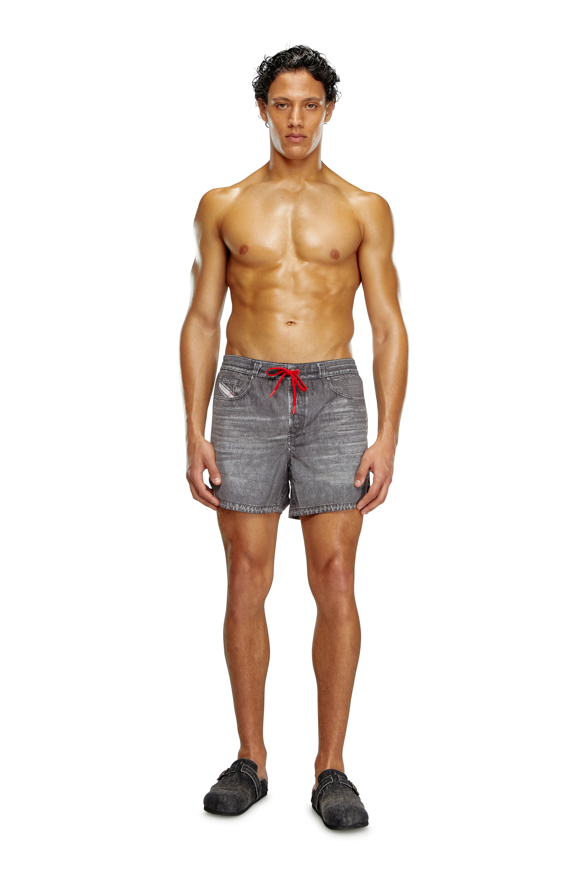 Diesel - BMBX-NICO, Man's Mid-length swim shorts with denim print in Black - 2