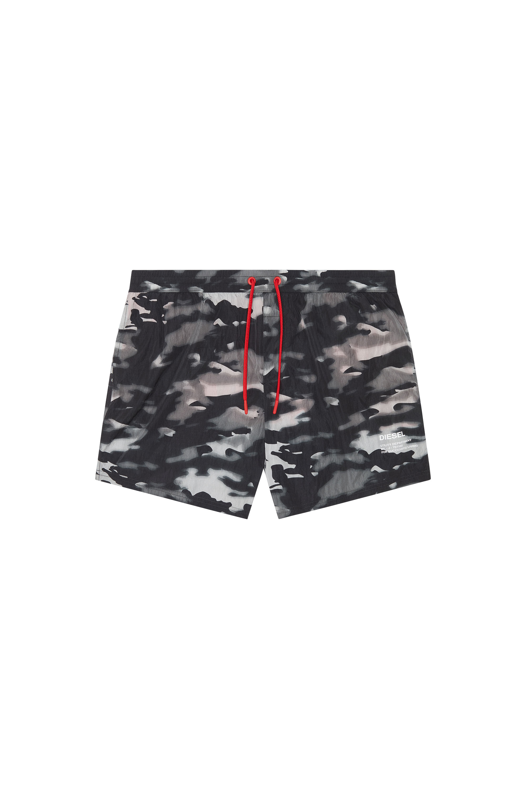 Diesel - BMBX-NICO, Man's Mid-length swim shorts with camo print in Black - 1