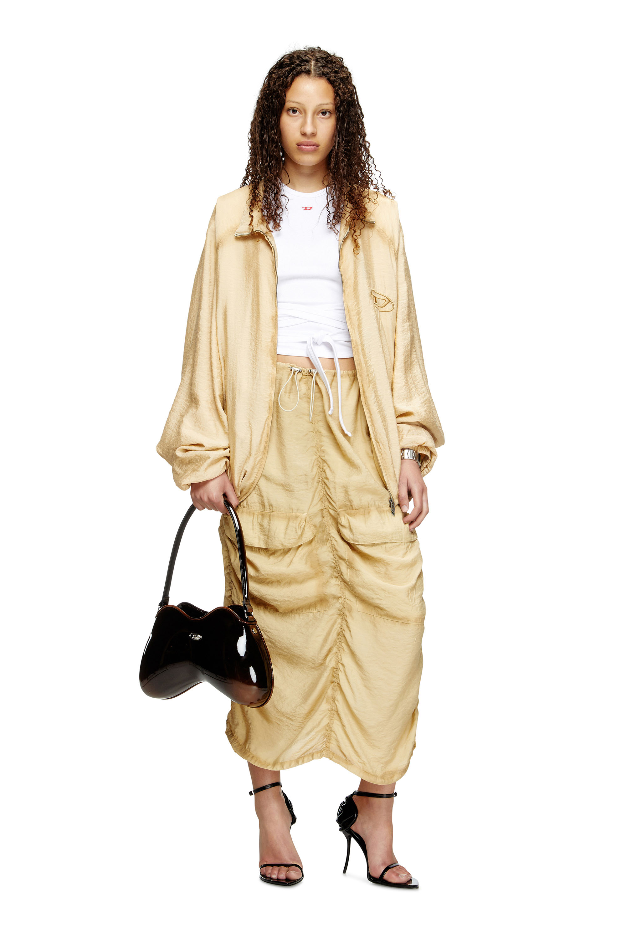 Diesel - O-RACLE, Woman's Cargo midi skirt in treated viscose-nylon in Beige - 2