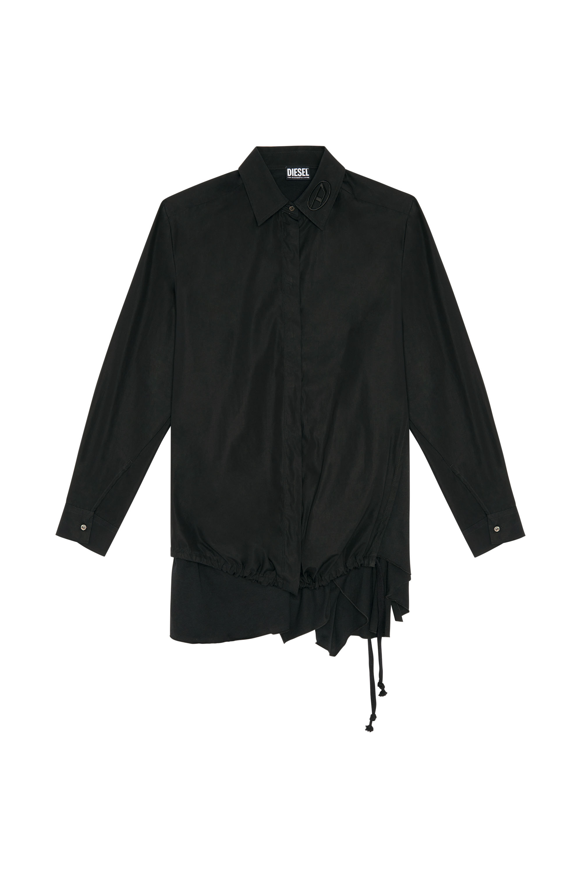 Diesel - C-ENTELA, Woman's Poplin shirt with handkerchief hem in Black - 2