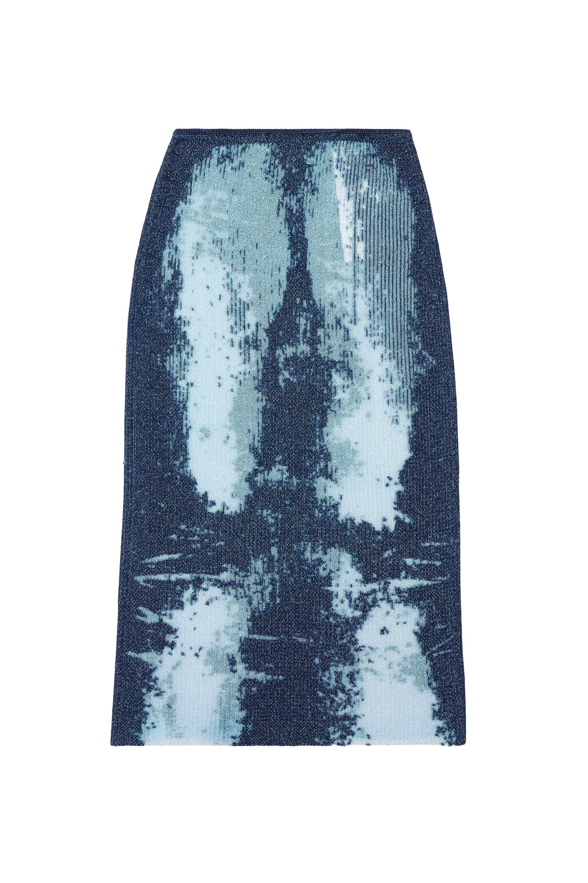 Diesel - M-BEGONIA, Woman's Midi skirt in devoré metallic knit in Blue - 3
