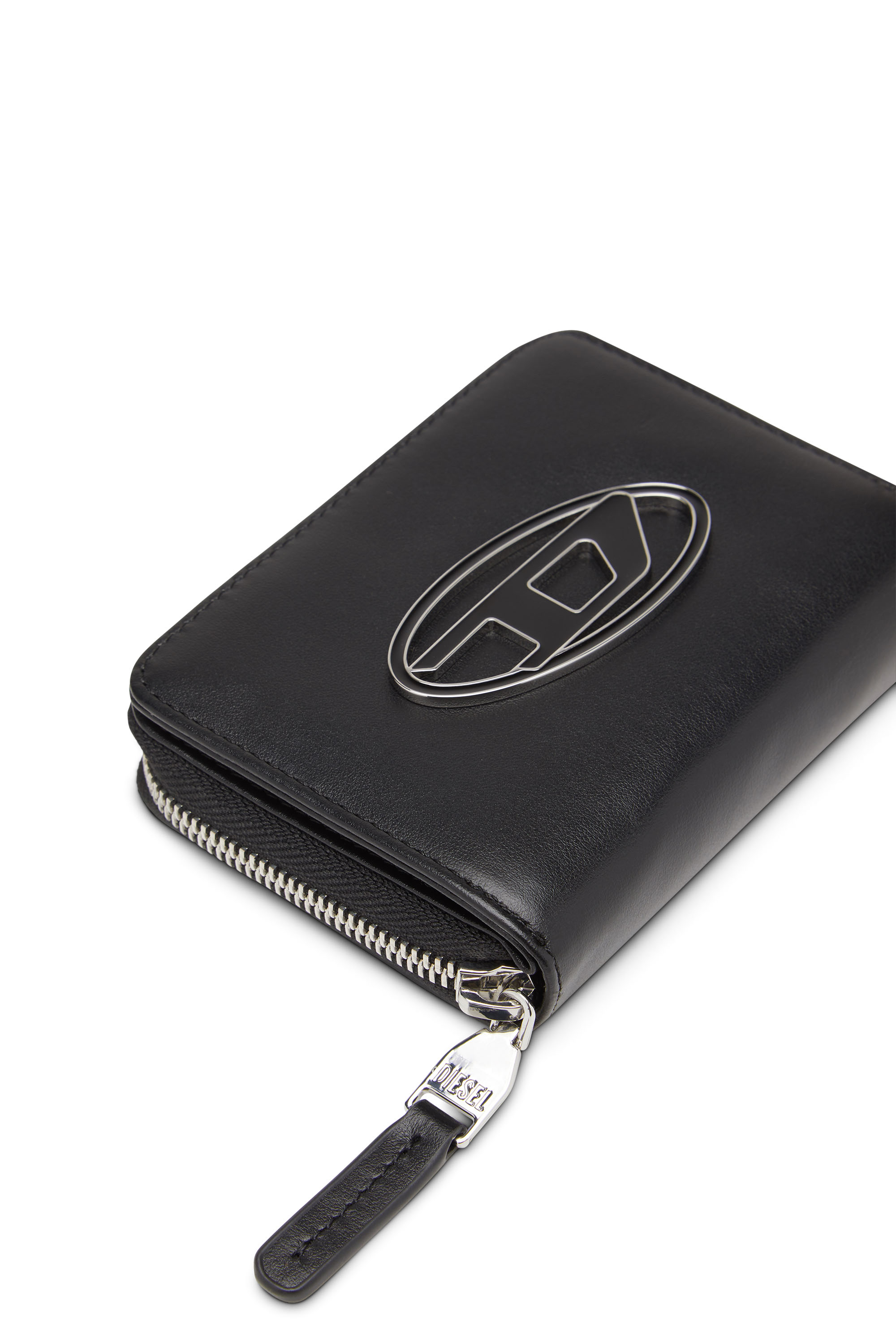 Diesel - OFELIA, Woman's Small zip-around wallet with logo plaque in Black - 4