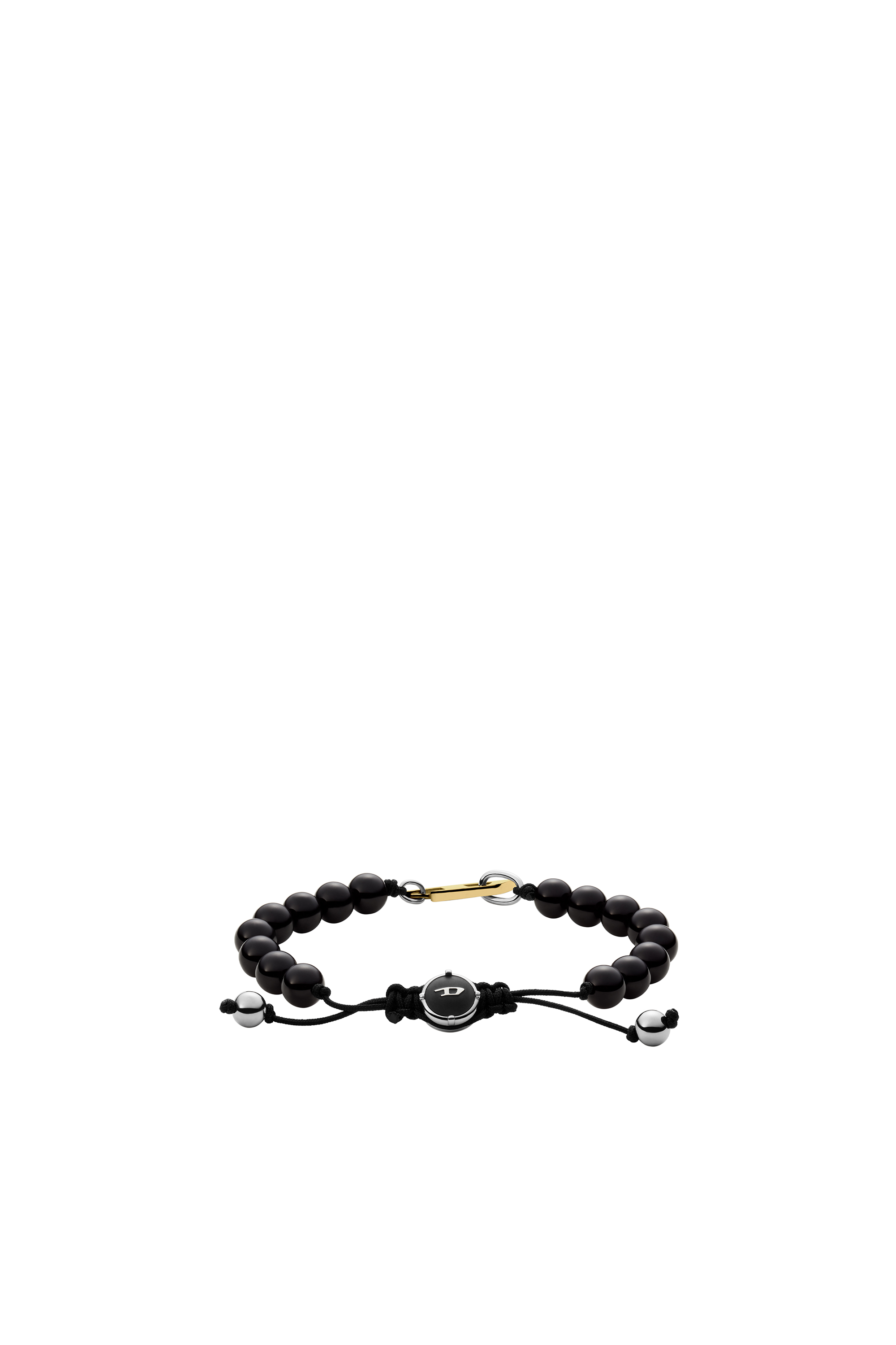 Diesel - DX1341, Unisex's Black agate beaded bracelet in Black/Oro - 2